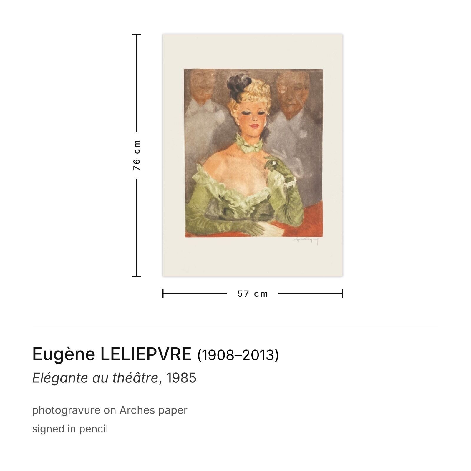 Eugène Leliepvre Gesigneerde Fotogravure Elégante Au Théâtre 1985 photo furniture