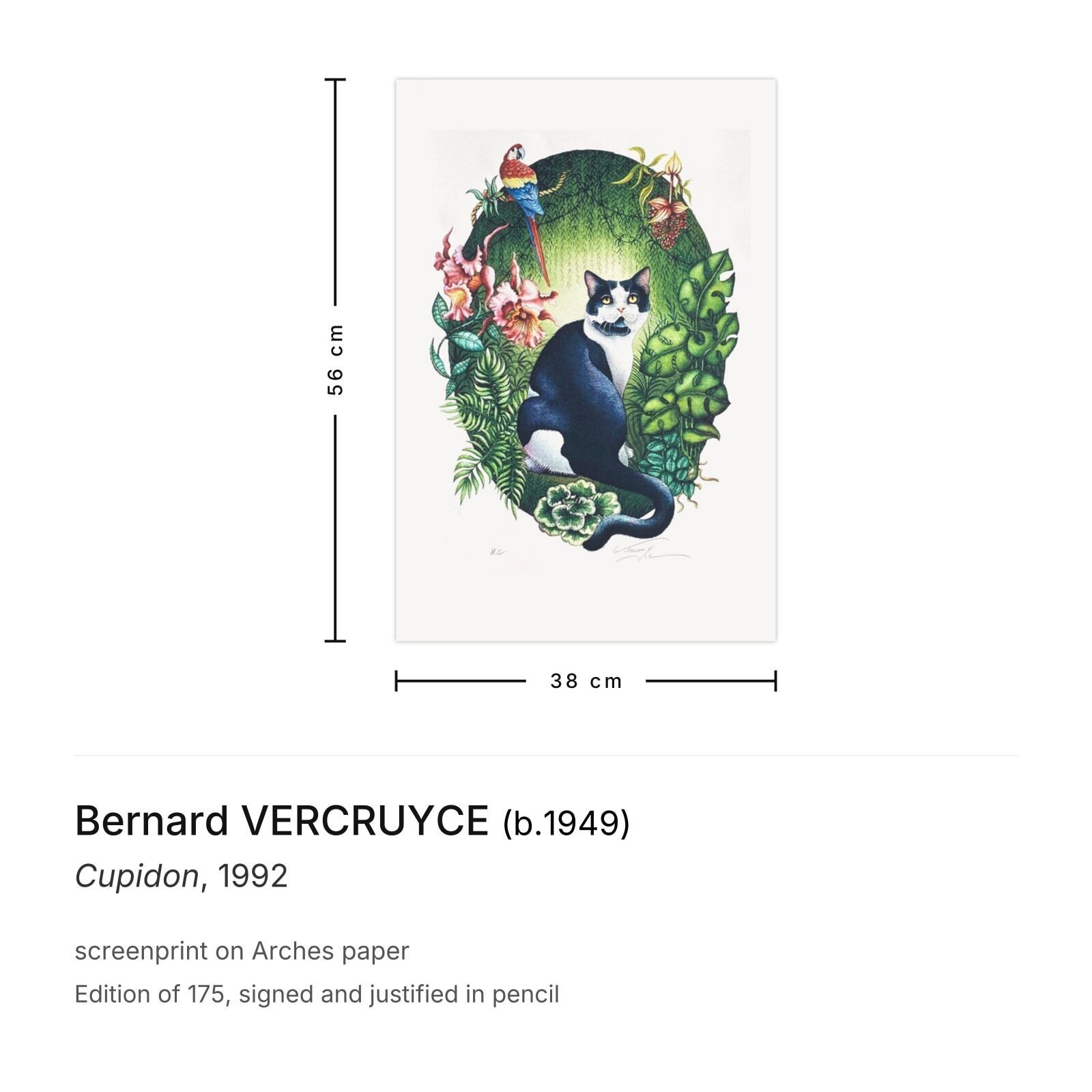 Bernard Vercruyce Signed Screenprint Cupidon 1992 photo furniture