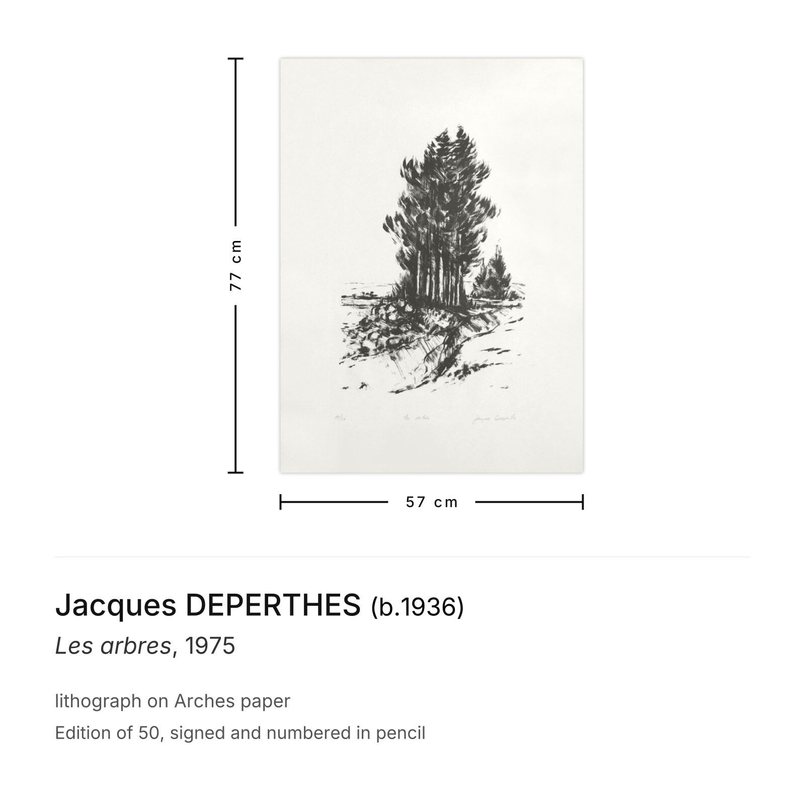 Jacques Deperthes Gesigneerde Lithografie Les Arbres 1975 photo furniture
