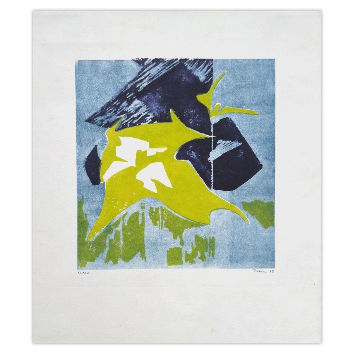Monique Pehem (Breton Prouté) Gesigneerde Linosnede Feuilles 1975