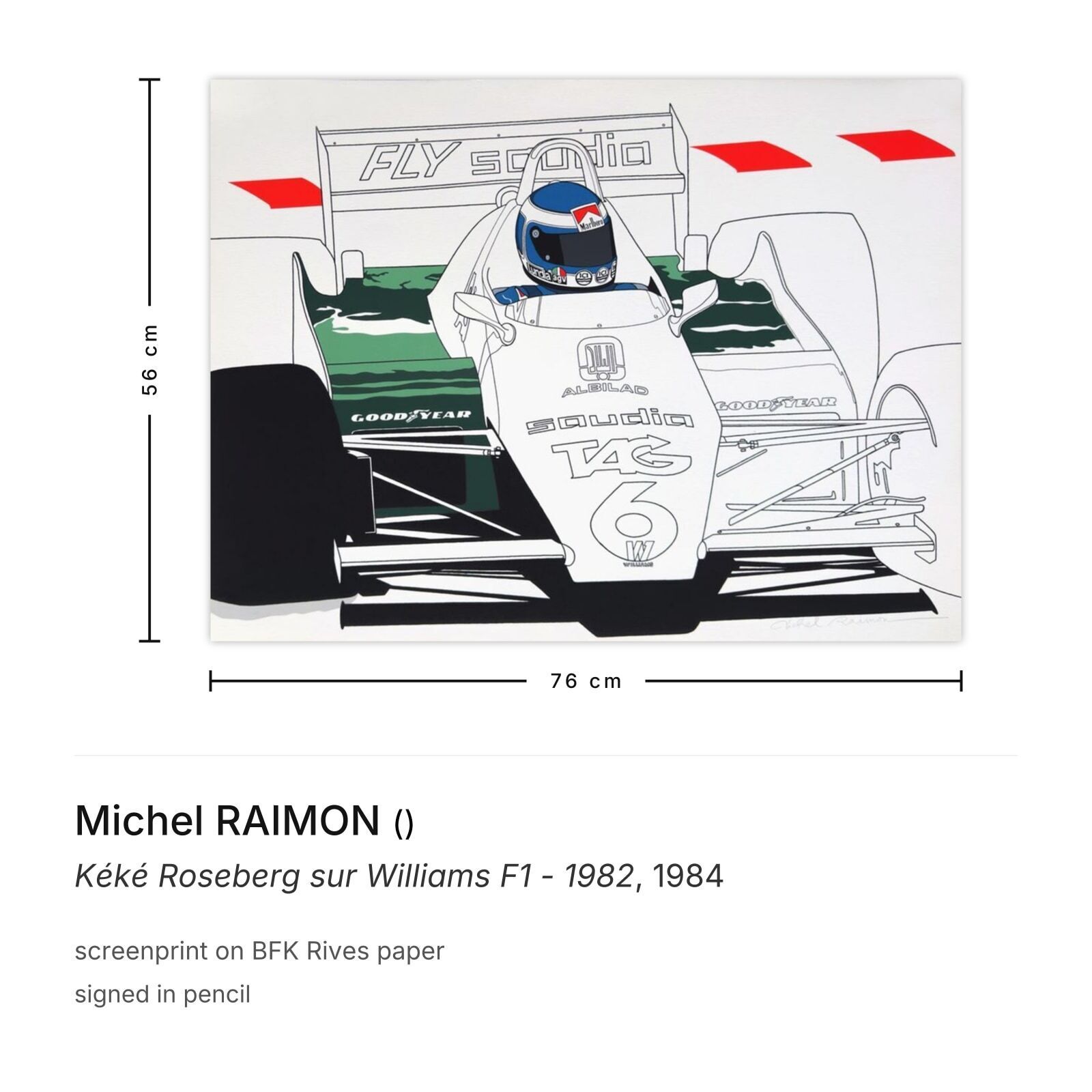 Michel Raimon Gesigneerde Zeefdruk Kéké Roseberg Sur Williams F1 1982 1984 photo furniture