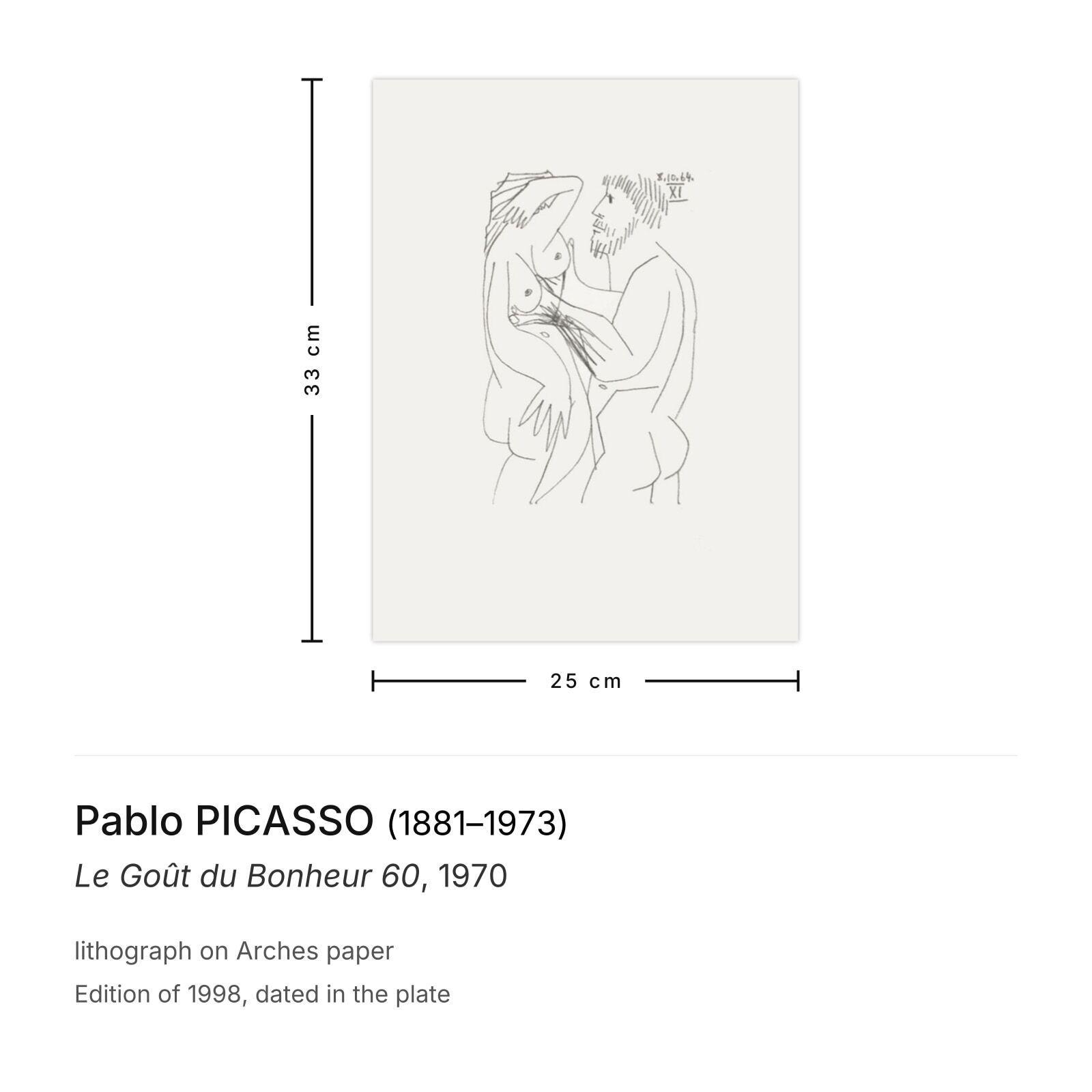 Pablo Picasso Lithografie Le Goût Du Bonheur 60 1970 photo furniture