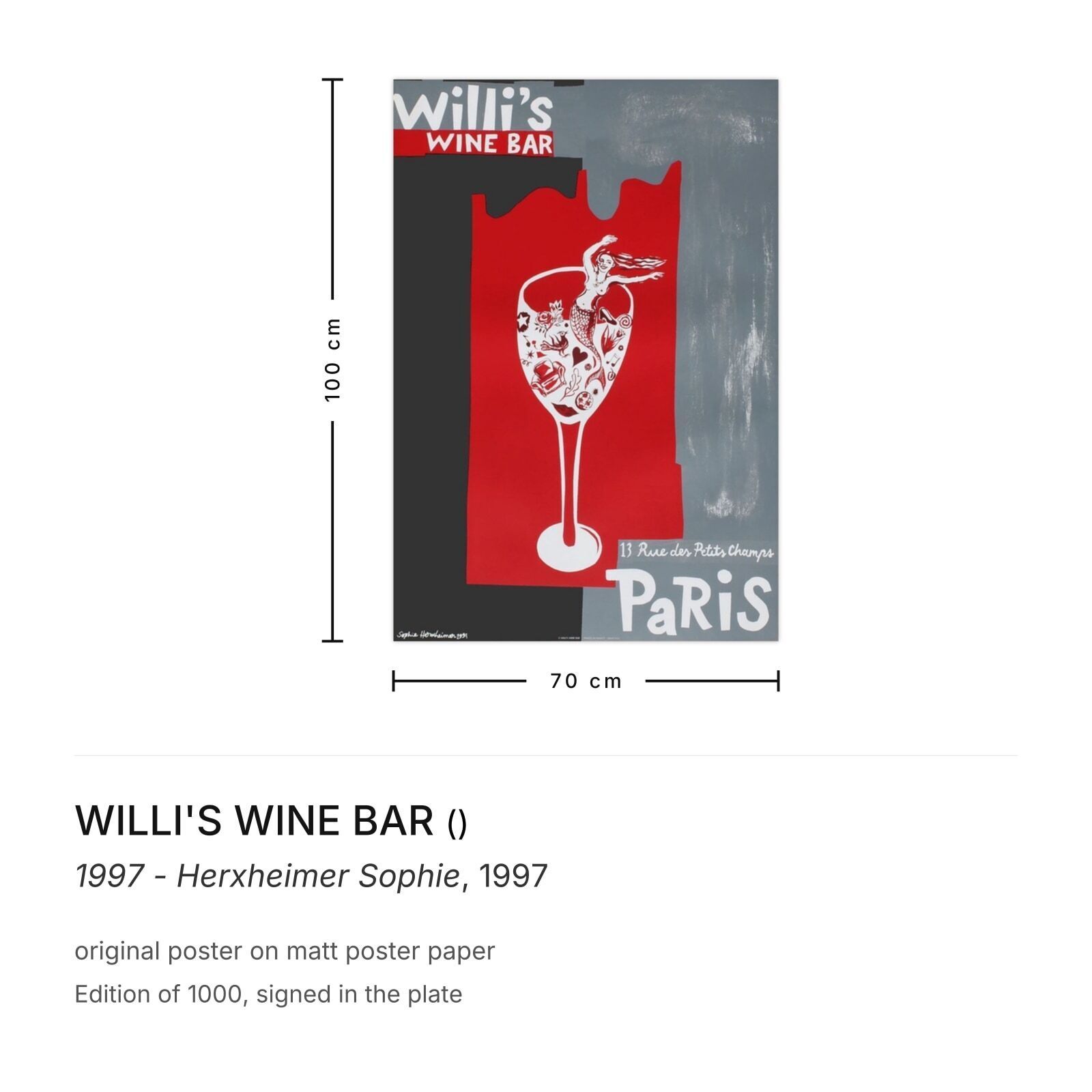 Willi's Wine Bar Poster 1997   Herxheimer Sophie photo furniture