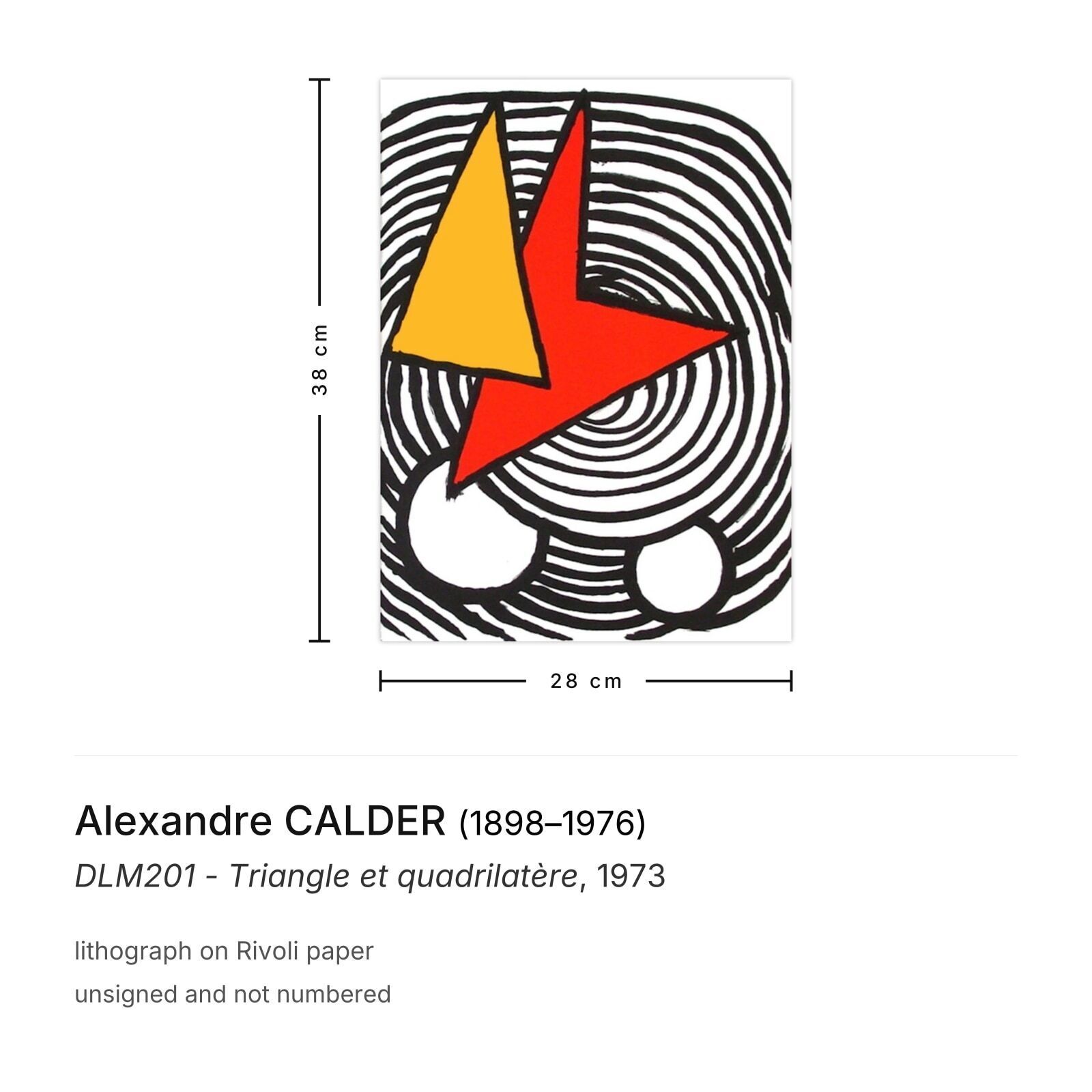 Alexandre Calder Lithograph Dlm201 Triangle Et Quadrilatère 1973 photo furniture
