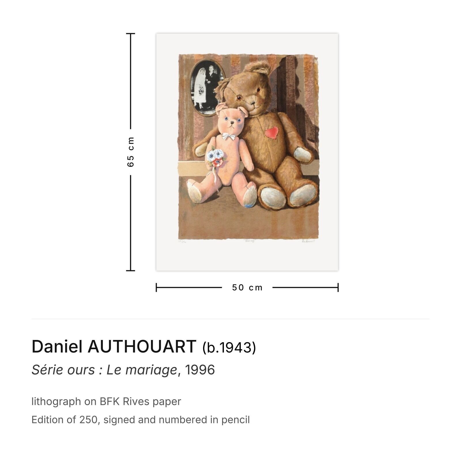 Daniel Authouart Gesigneerde Lithografie Série Ours : Le Mariage 1996 photo furniture