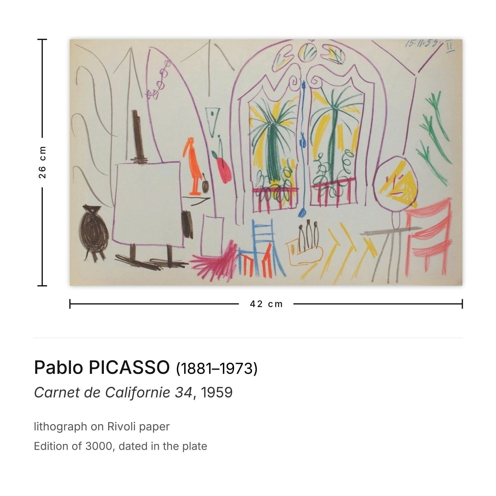 Pablo Picasso Lithograph Carnet De Californie 34 1959 photo furniture