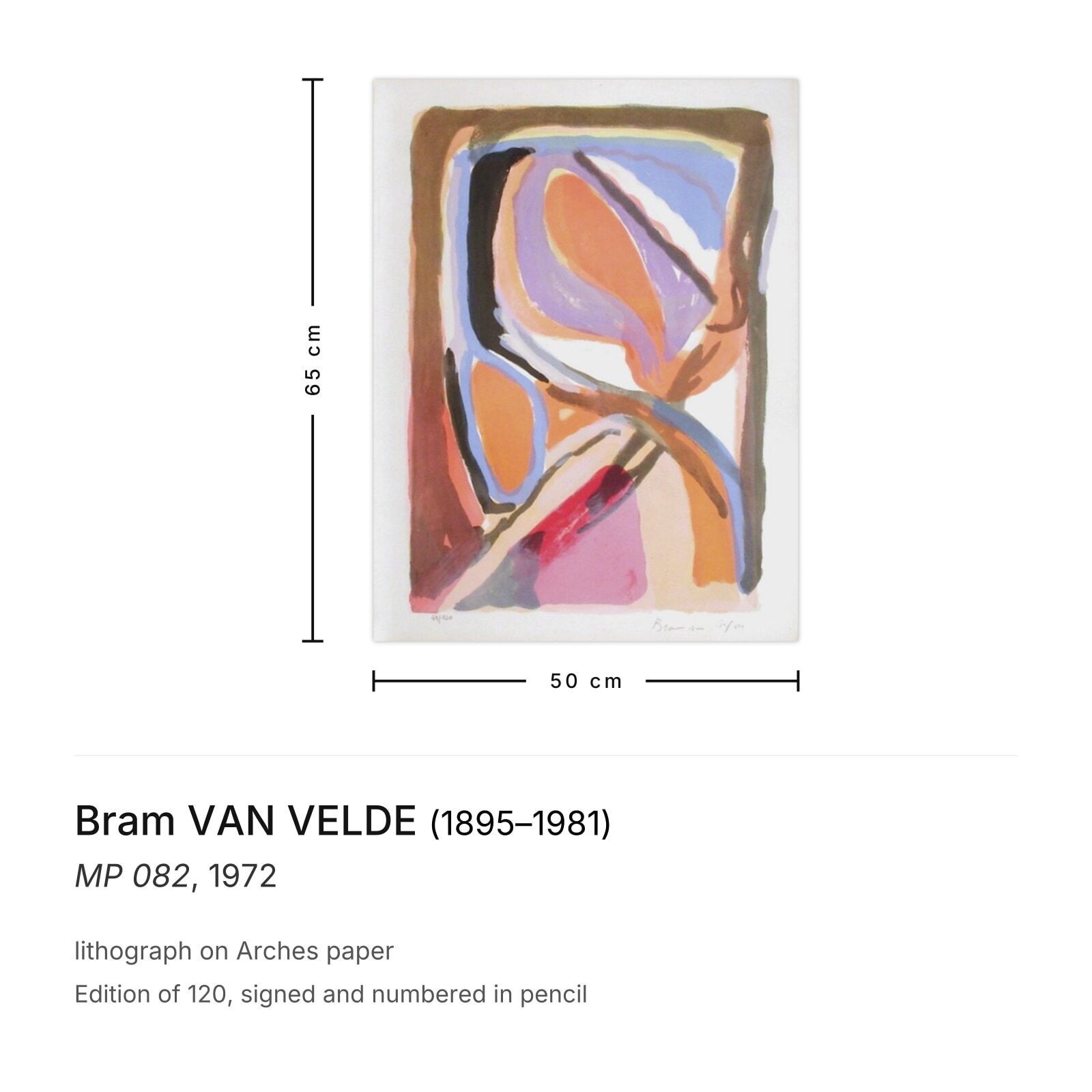 Bram Van Velde Gesigneerde Litho Mp 082 1972 photo furniture