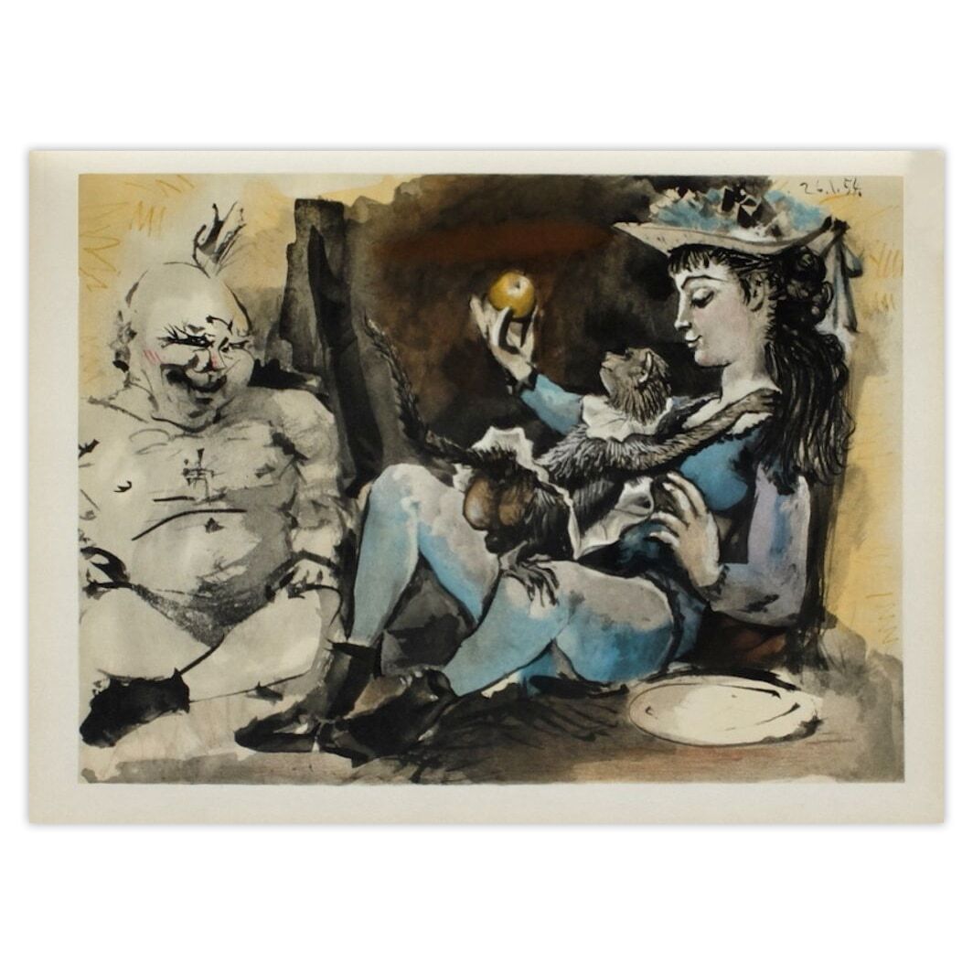 Pablo Picasso Lithografie Comédie Humaine Le Singe Et La Pomme 1954