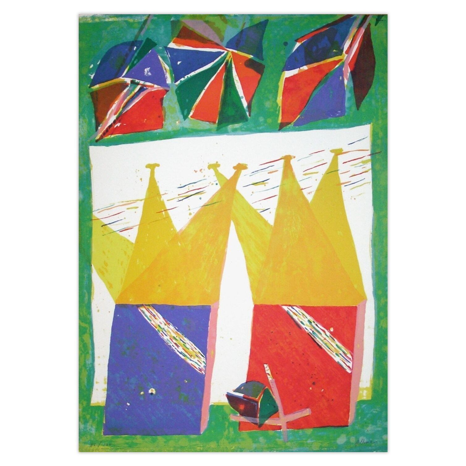 Daniel Humair Gesigneerde Lithografie Composition VII 1971