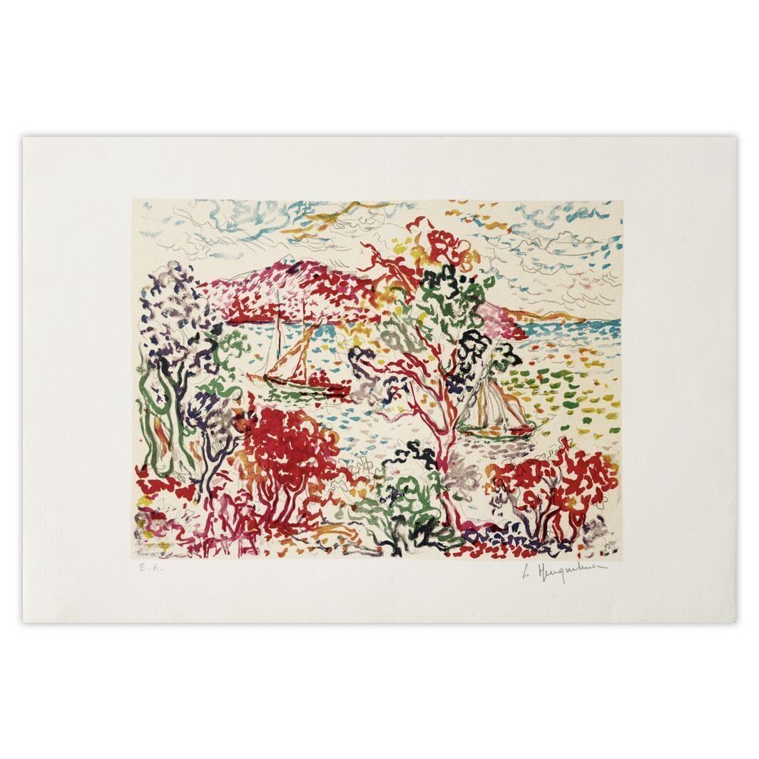 Lucien Neuquelman Gesigneerde Lithografie Paysage Du Midi 1985