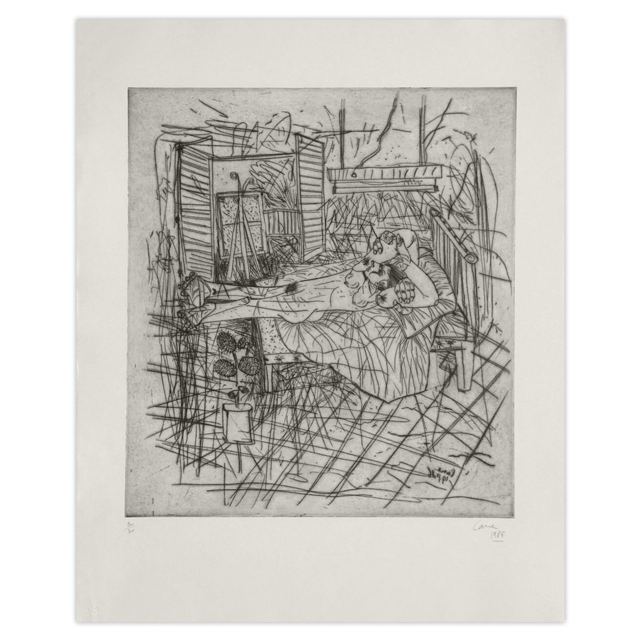 Louis Cane Signed Etching Nu Allongé III (2ème état) 1986
