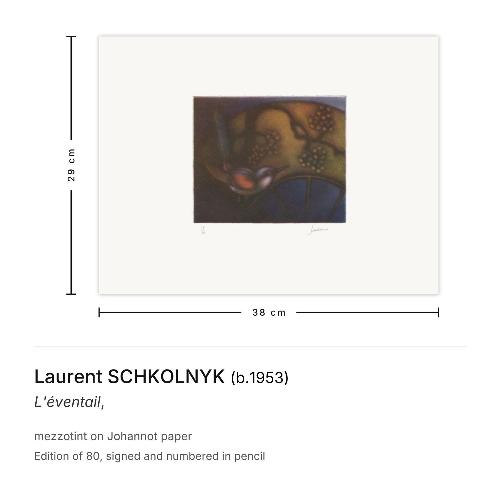Laurent Schkolnyk Gesigneerde Mezzotint L'éventail photo furniture