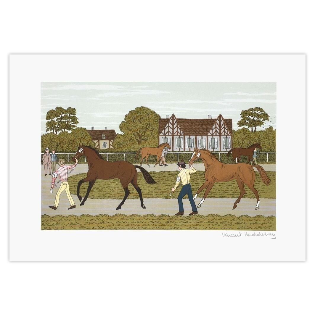Vincent Haddelsey Gesigneerde Lithografie Des Chevaux Et Des Hommes : Les Ventes De Yearling 1985