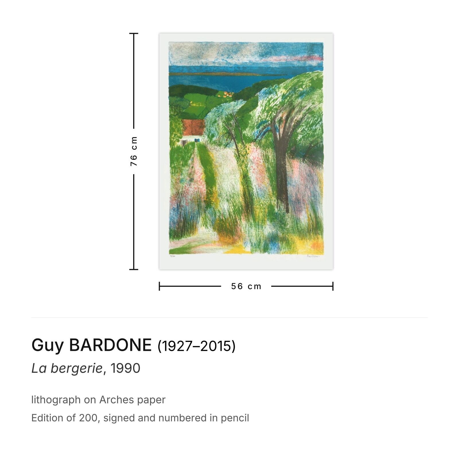 Guy Bardone Gesigneerde Lithografie La Bergerie 1990 photo furniture