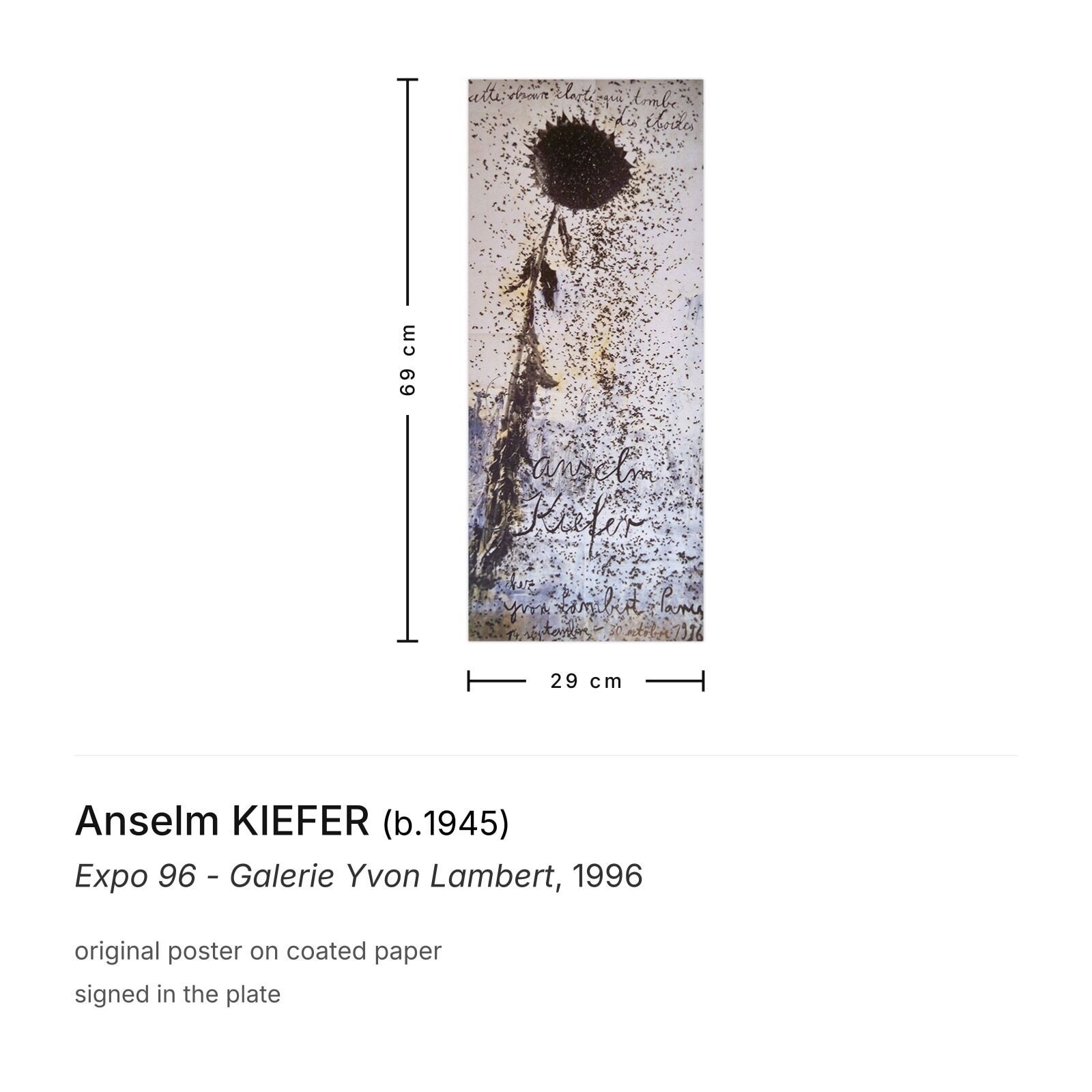 Anselm Kiefer Poster Expo 96   Galerie Yvon Lambert photo furniture