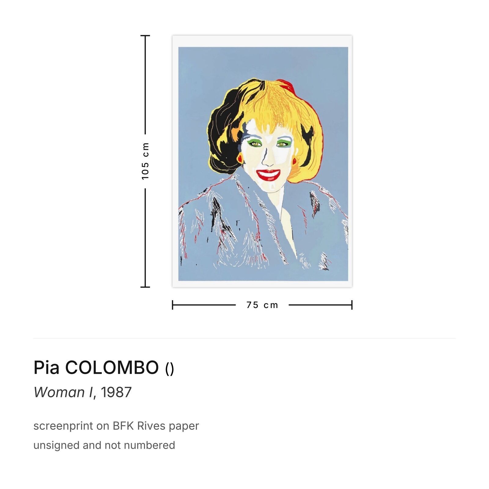 Pia Colombo Zeefdruk Woman I 1987 photo furniture