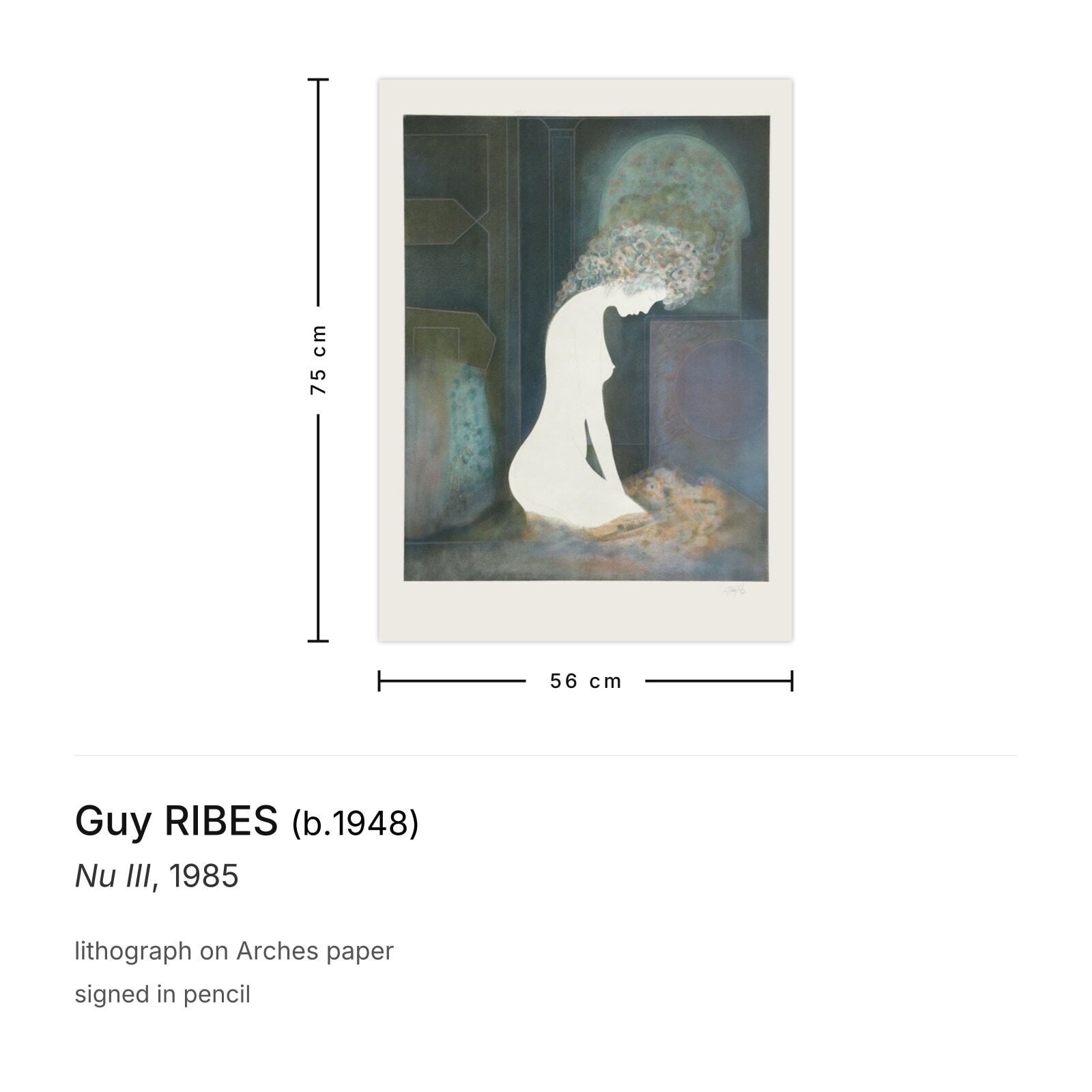 Guy Ribes Gesigneerde Lithografie Nu III 1985 photo furniture