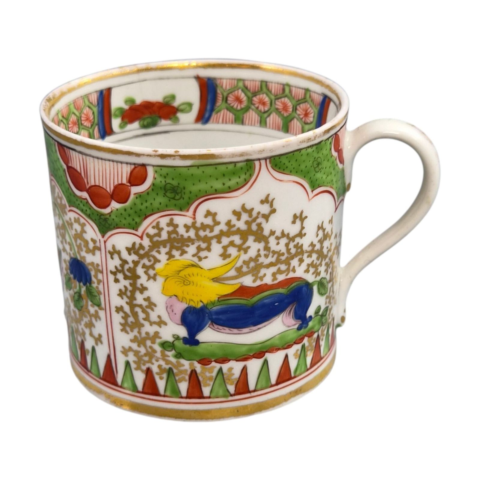 Worcester Dragon In Compartments Coffee Cup And Saucer, C.1820 photo for sale