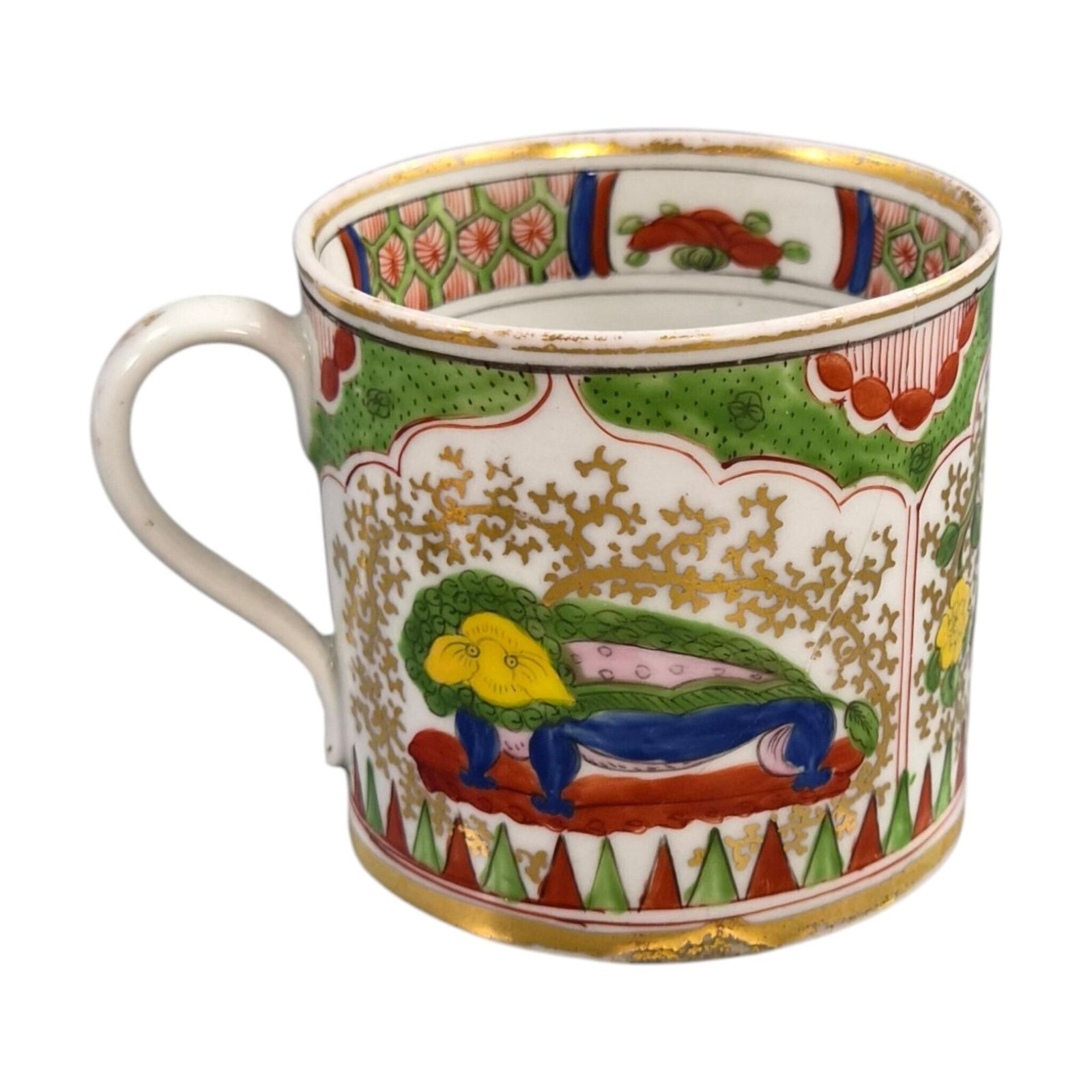 Worcester Dragon In Compartments Coffee Cup And Saucer, ca. 1820 photo 540.0