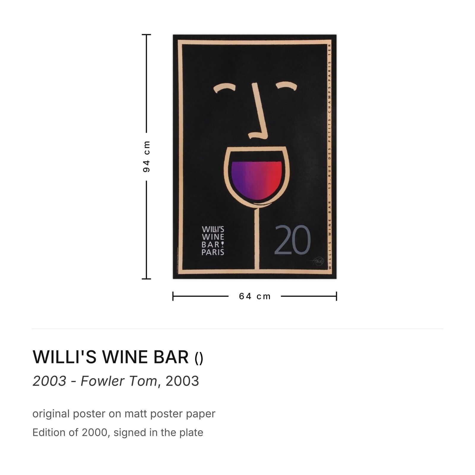 Willi's Wine Bar Poster 2003   Fowler Tom photo furniture