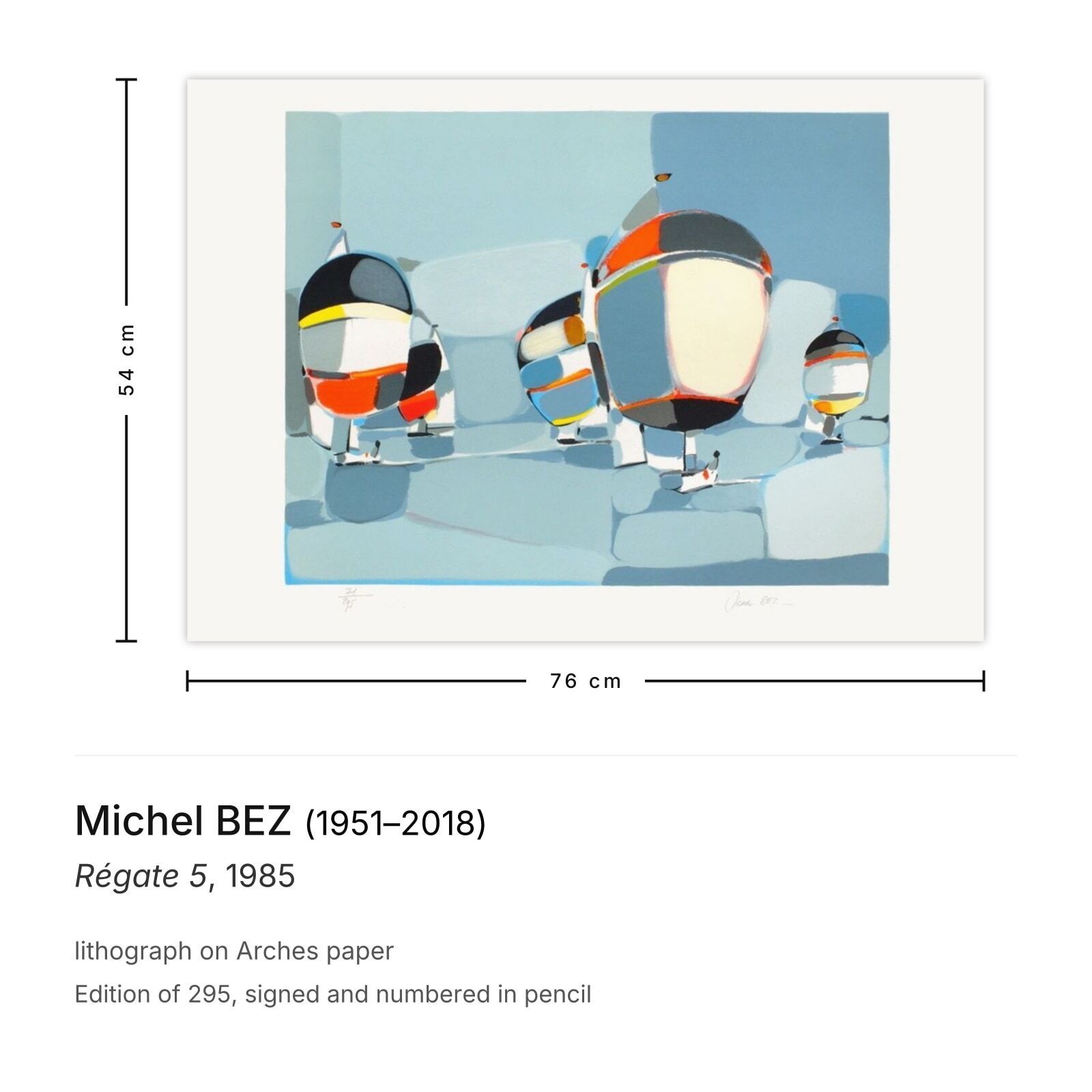 Michel Bez Signed Lithograph Régate 5 1985 photo furniture