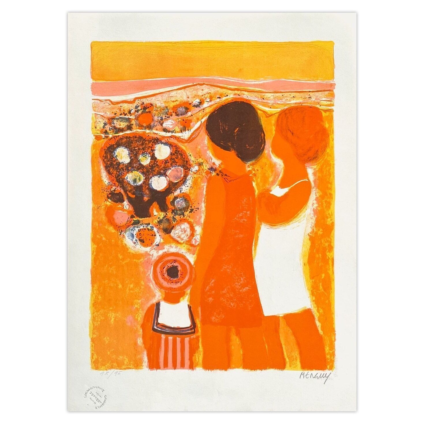 Frédéric Menguy Gesigneerde Litho 1970 La Promenade