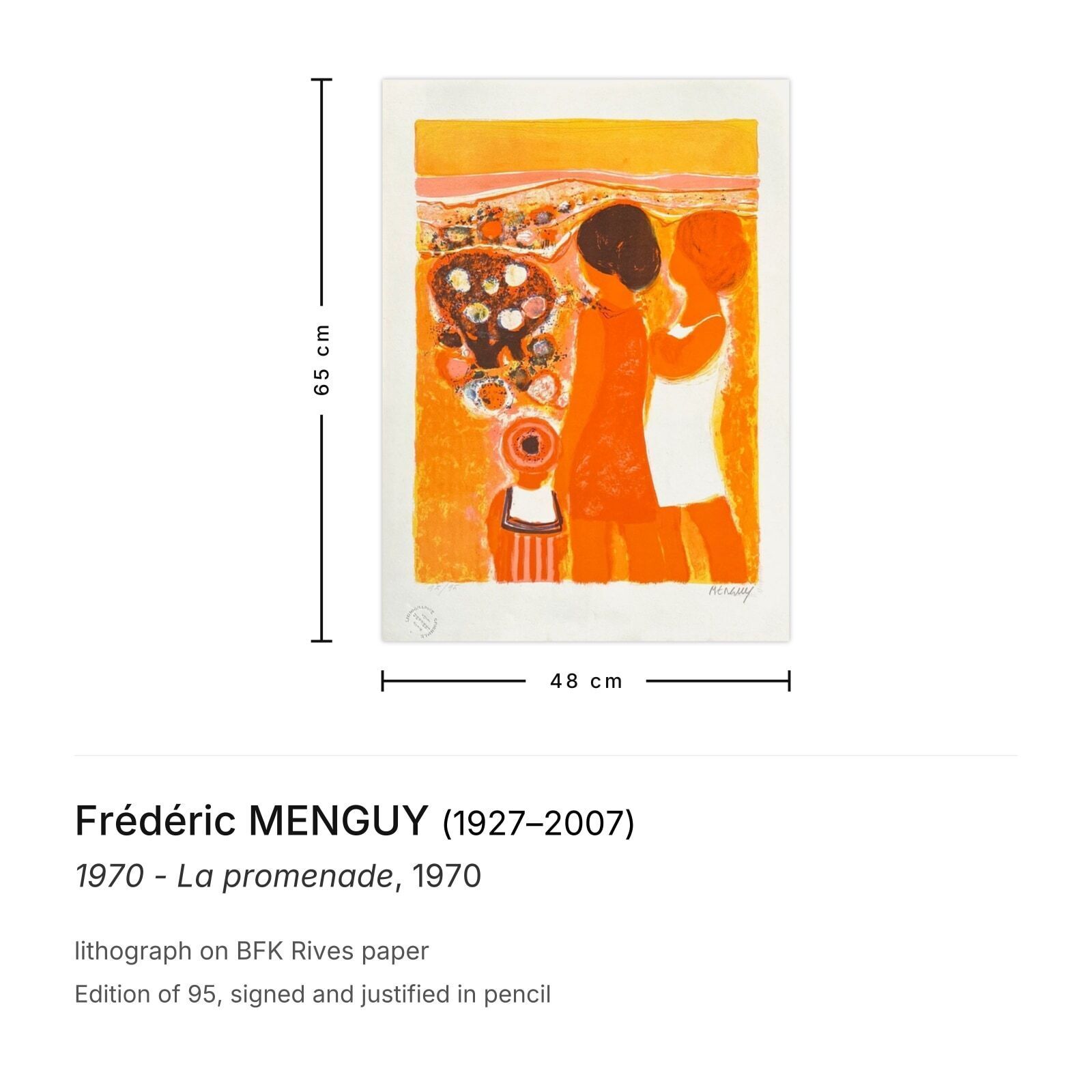 Frédéric Menguy Gesigneerde Litho 1970 La Promenade photo furniture