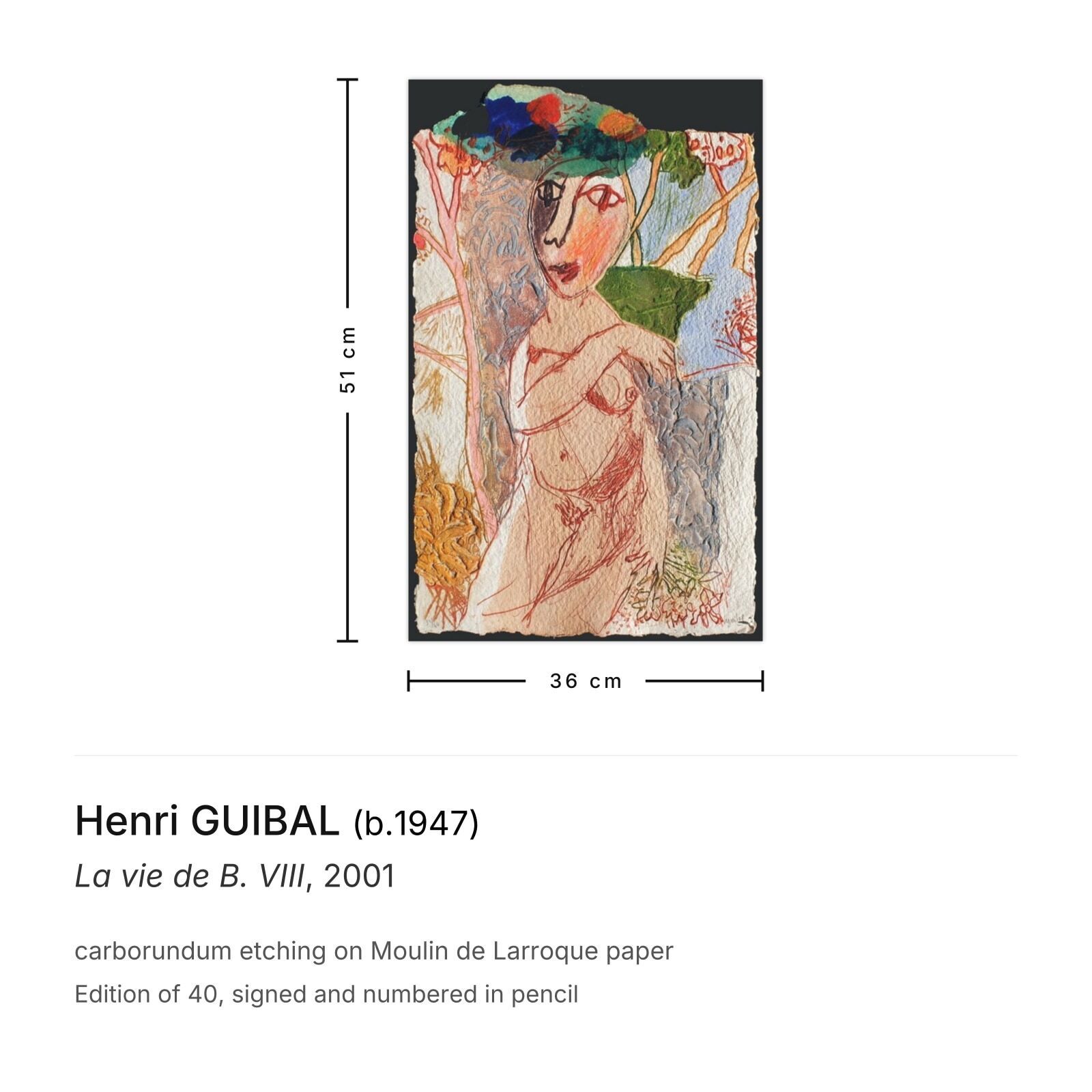 Henri Guibal Signed Carborundum Etching La Vie De B. VIII 2001 photo furniture