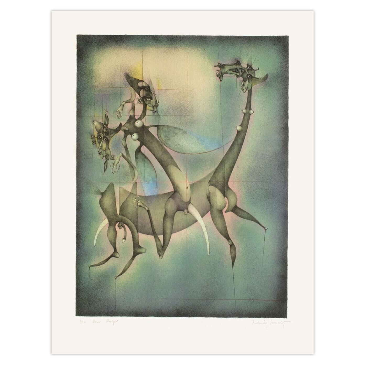 Frédéric Bouche Signed Lithograph Ballade équestre 1982