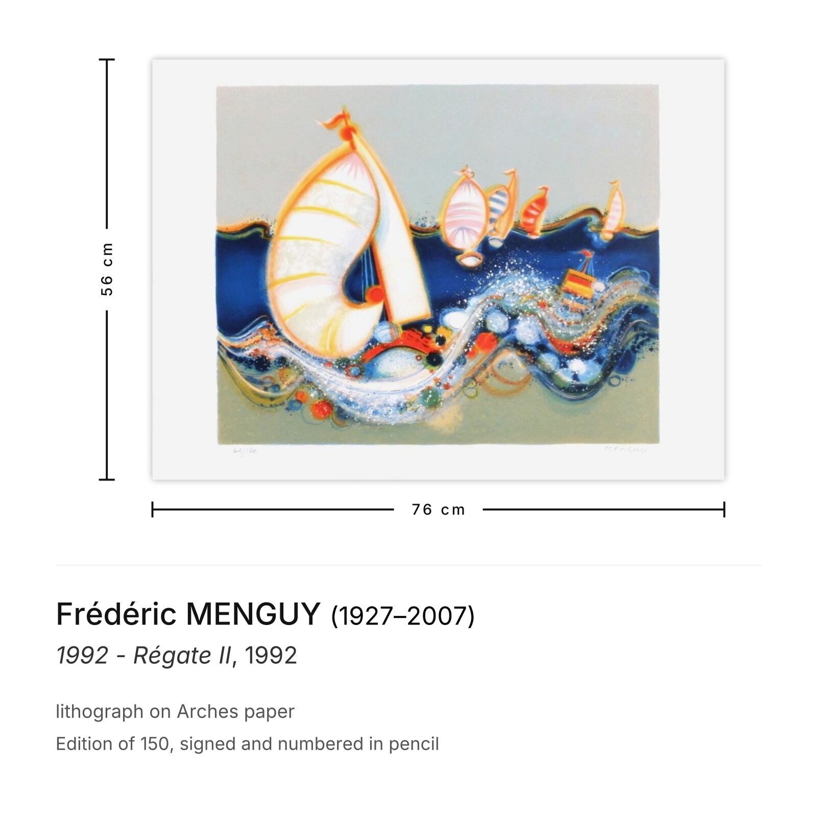 Frédéric Menguy Gesigneerde Litho 1992 Régate II photo furniture