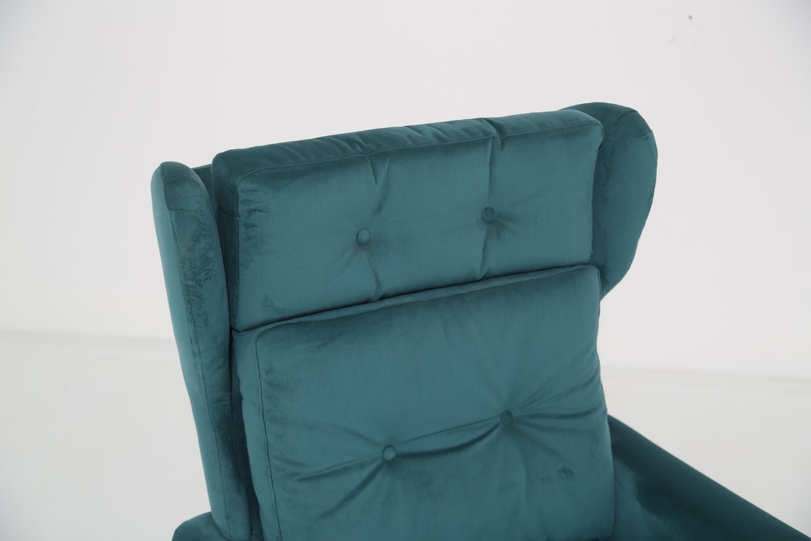 Fauteuil lounge vintage en velours poly bleu sarcelle, par Svend Skipper, Danemark, années 1960 photo Mobilier
