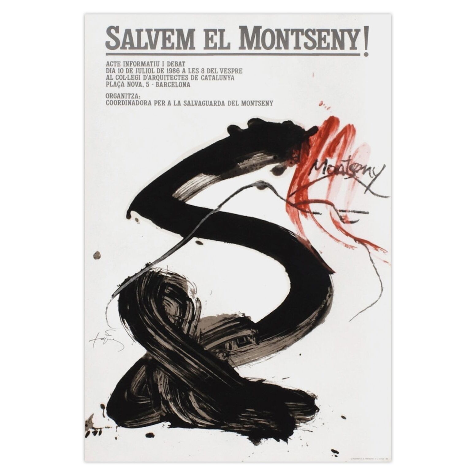 Antoni Tapies Poster Expo 86 Salvem El Montseny