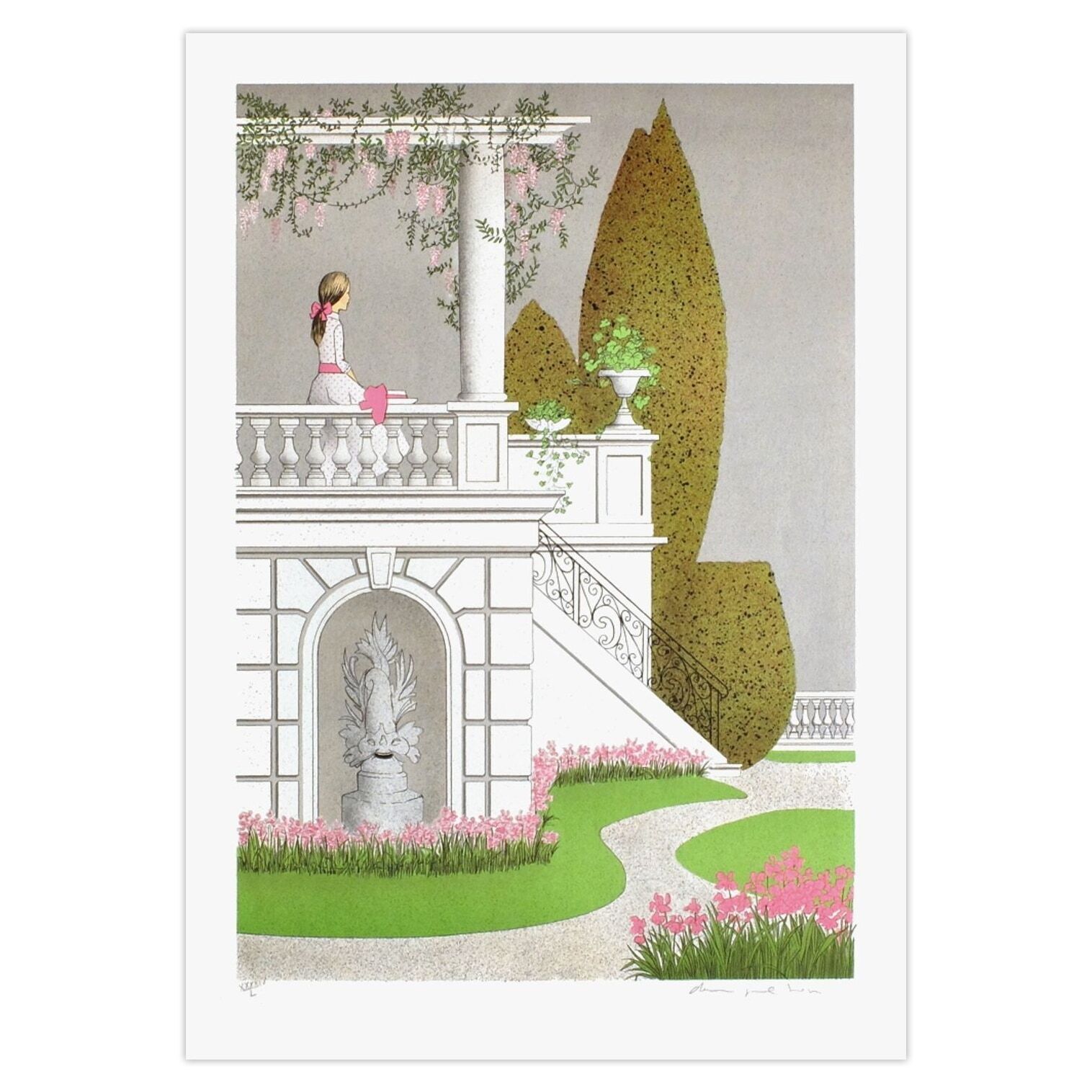 Denis Paul Noyer Signed Lithograph Villas   Le Perron 1985