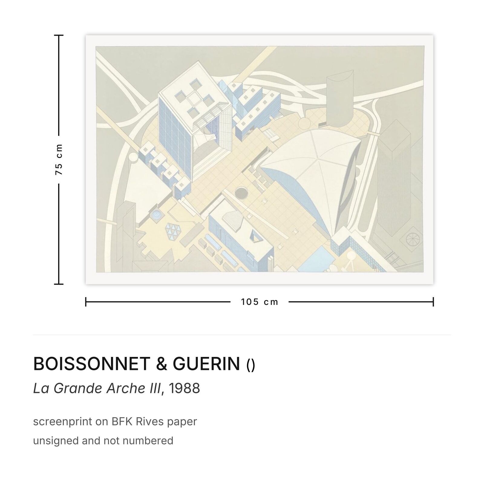 Boissonnet & Guerin Screenprint La Grande Arche III 1988 photo furniture