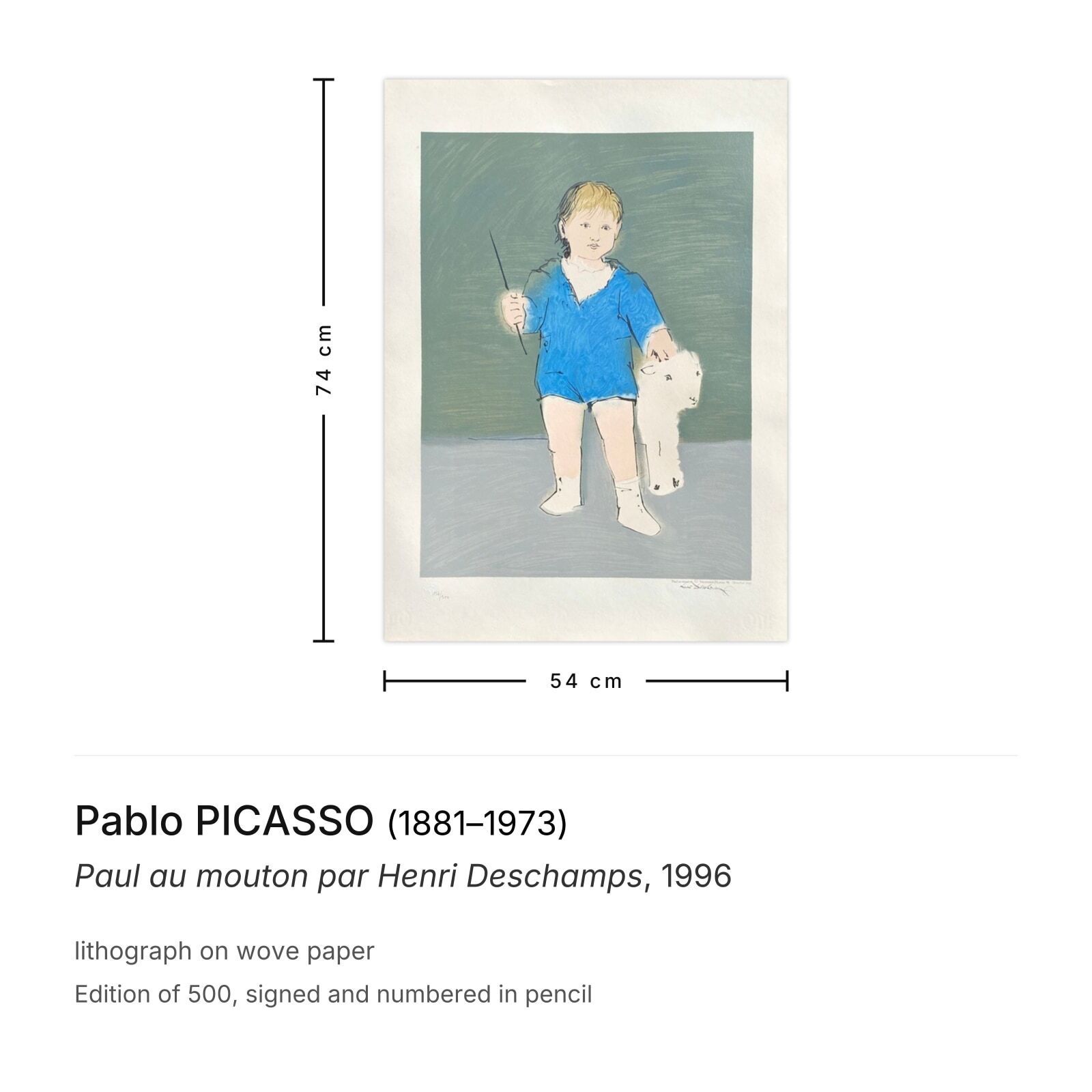 Pablo Picasso Gesigneerde Lithografie Paul Au Mouton Par Henri Deschamps 1996 photo furniture