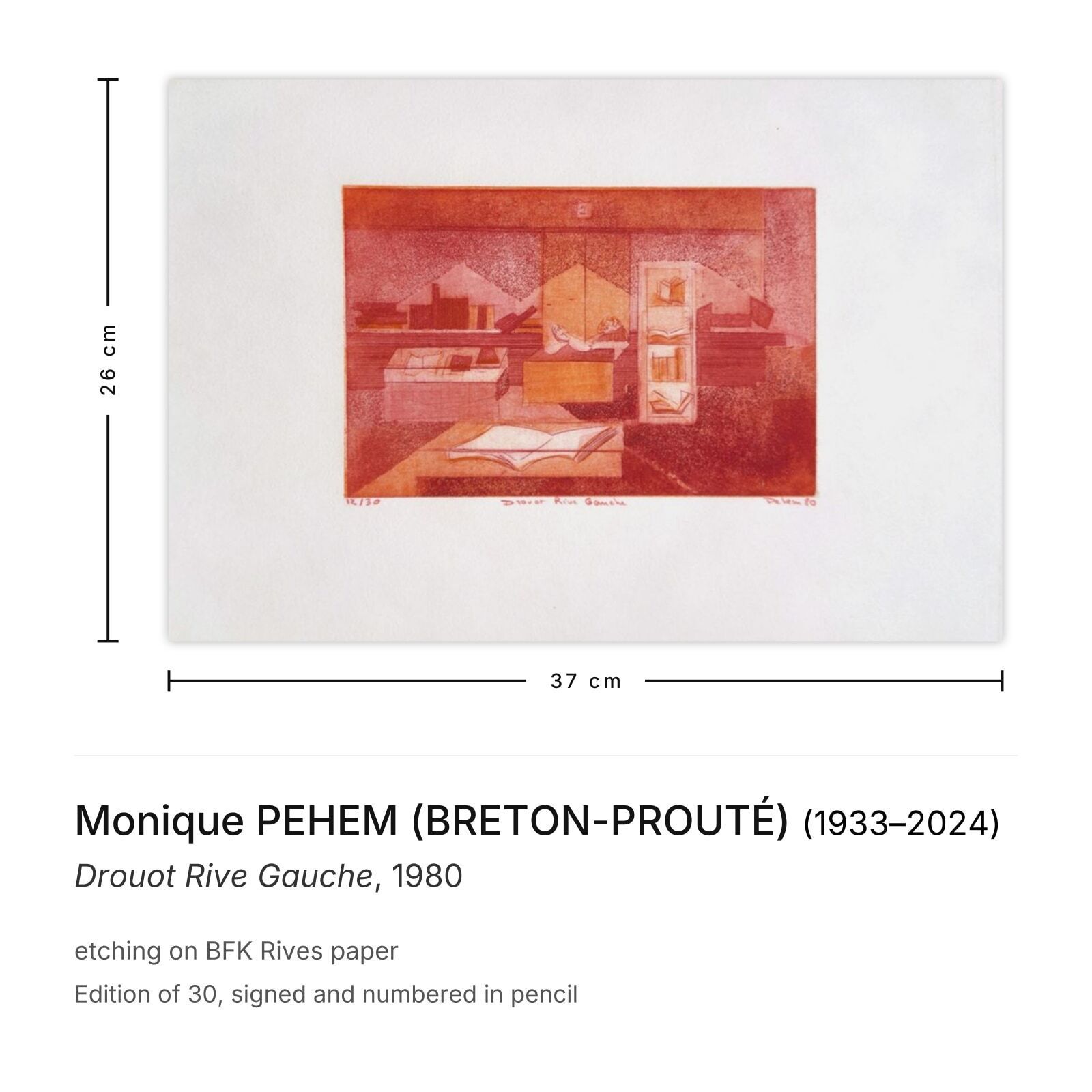 Monique Pehem (Breton Prouté) Gesigneerde Ets Drouot Rive Gauche 1980 photo furniture