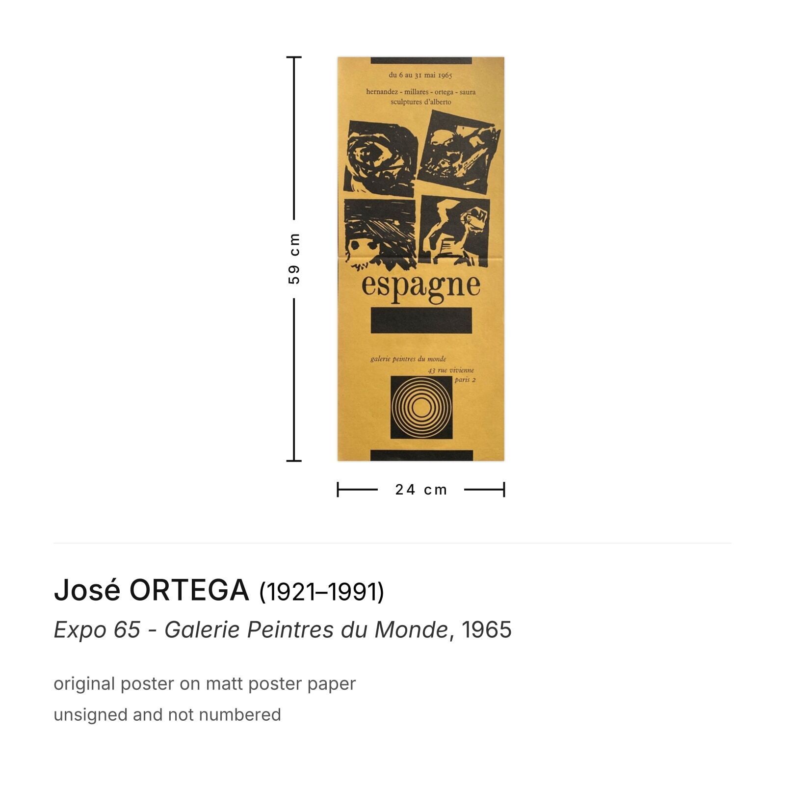 José Ortega Poster Expo 65   Galerie Peintres Du Monde photo furniture