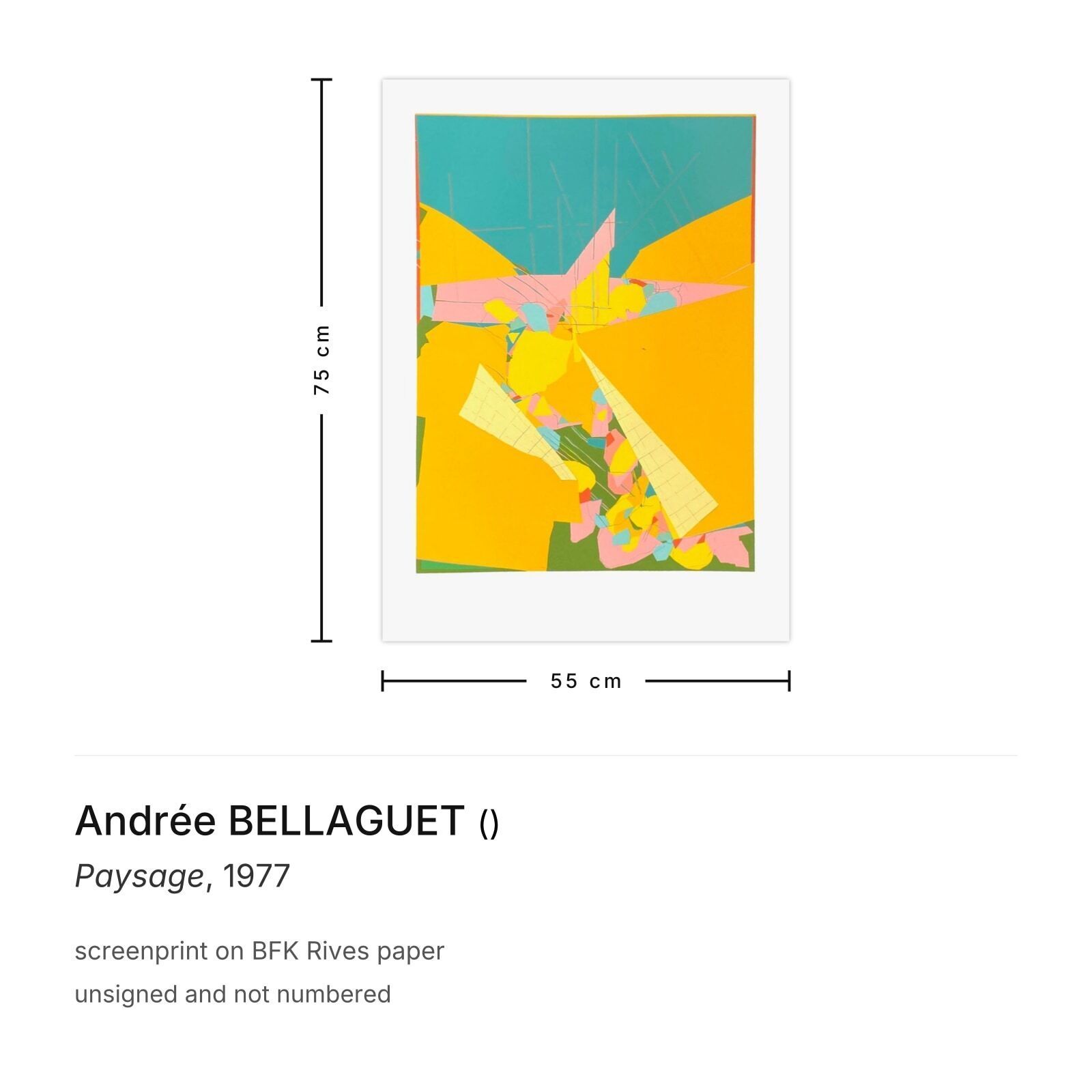 Andrée Bellaguet Zeefdruk Paysage 1977 photo furniture