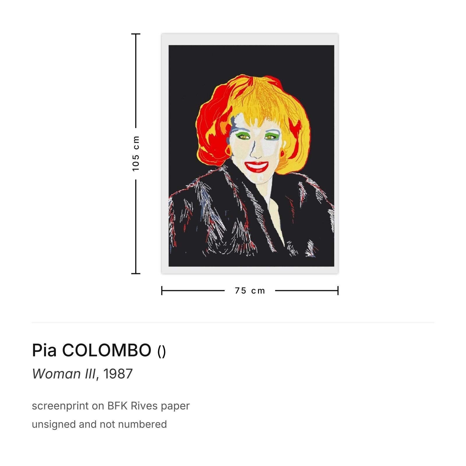 Pia Colombo Zeefdruk Woman III 1987 photo furniture