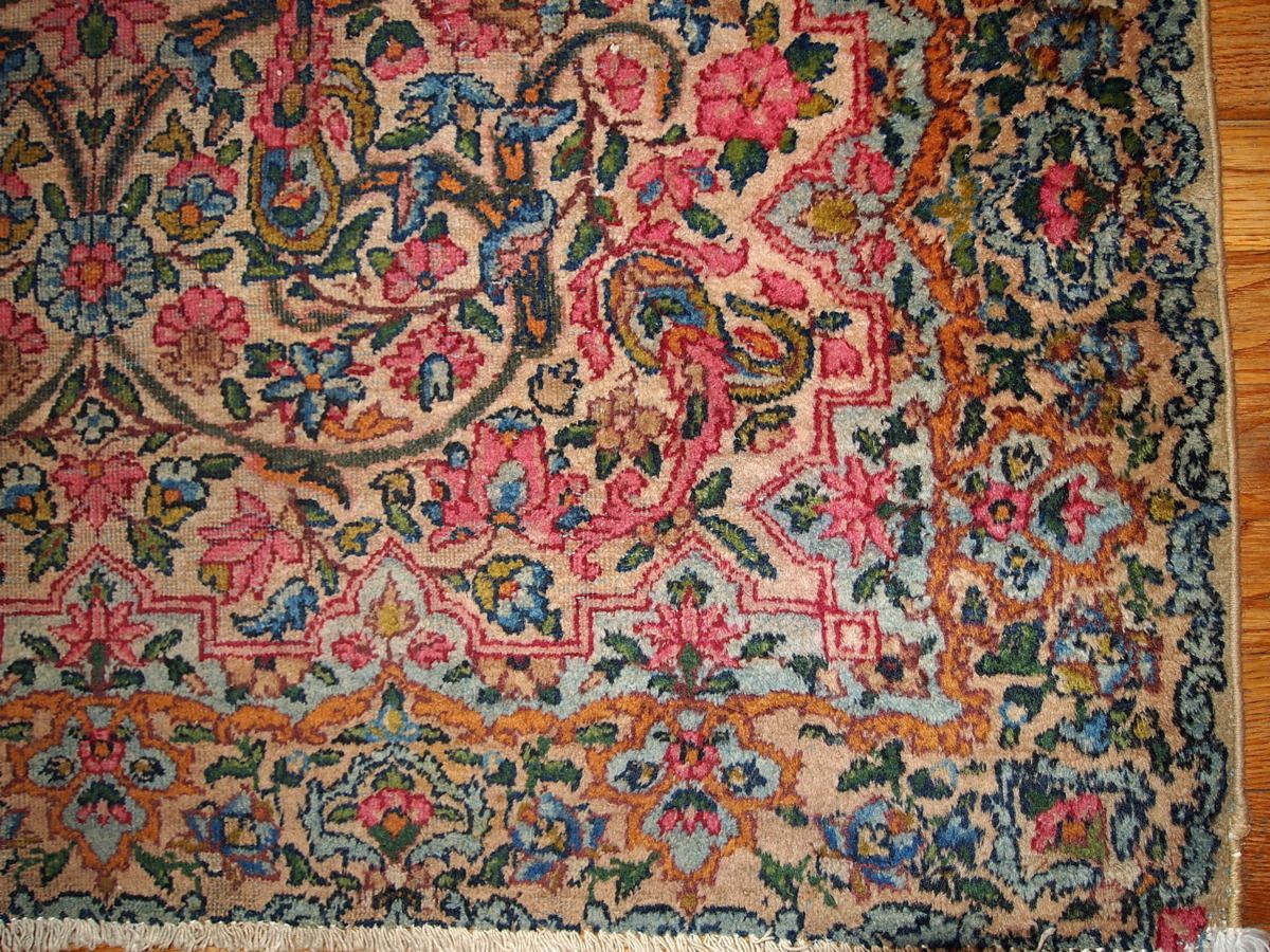 Handmade Oriental Rug 97x149cm Sky Blue & Rose Circa 1920s photo furniture