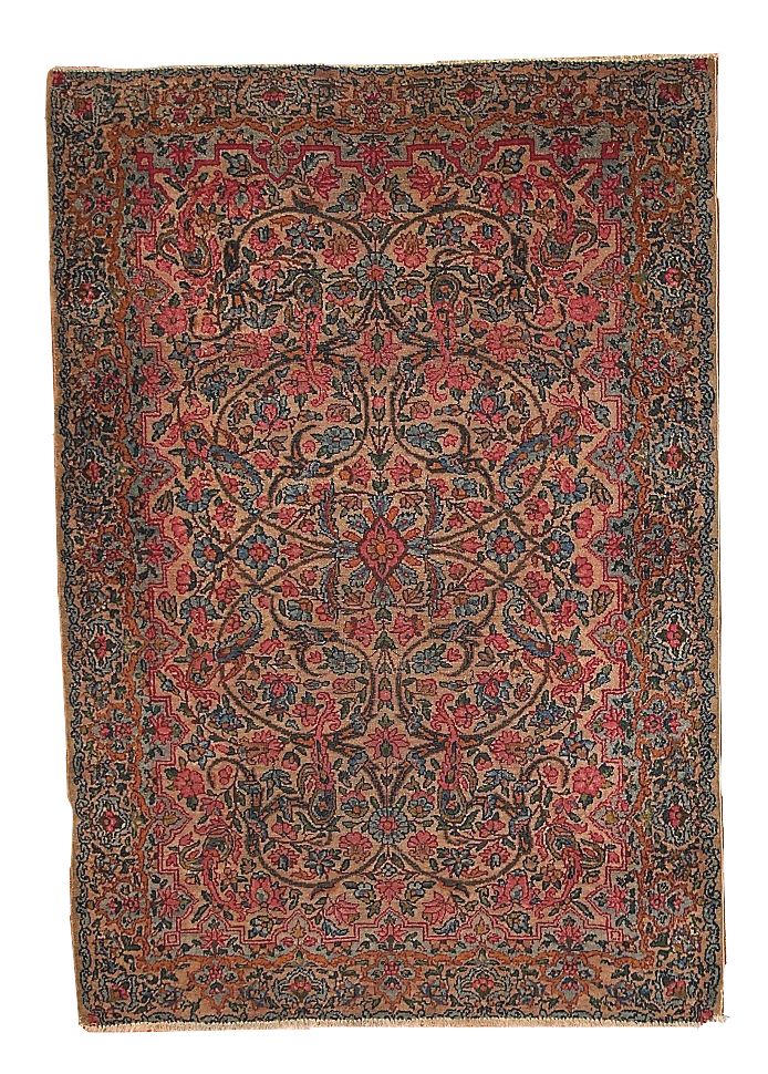 Handmade Oriental Rug 97x149cm Sky Blue & Rose Circa 1920s