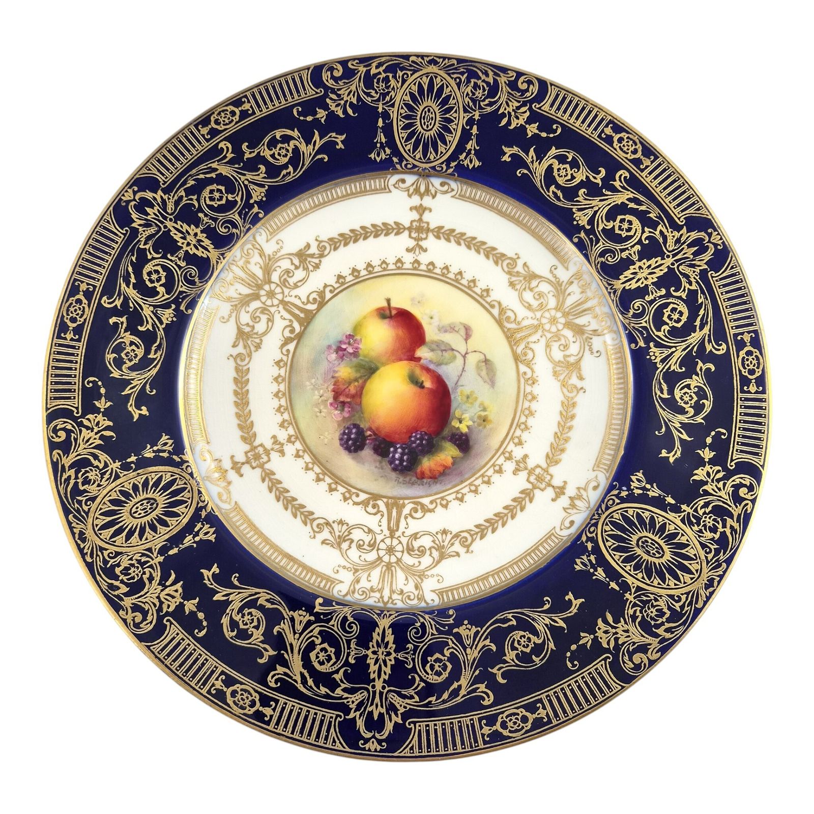 Royal Worcester Richard Sebright Geschilderd Fruitbord, Engeland, 1935