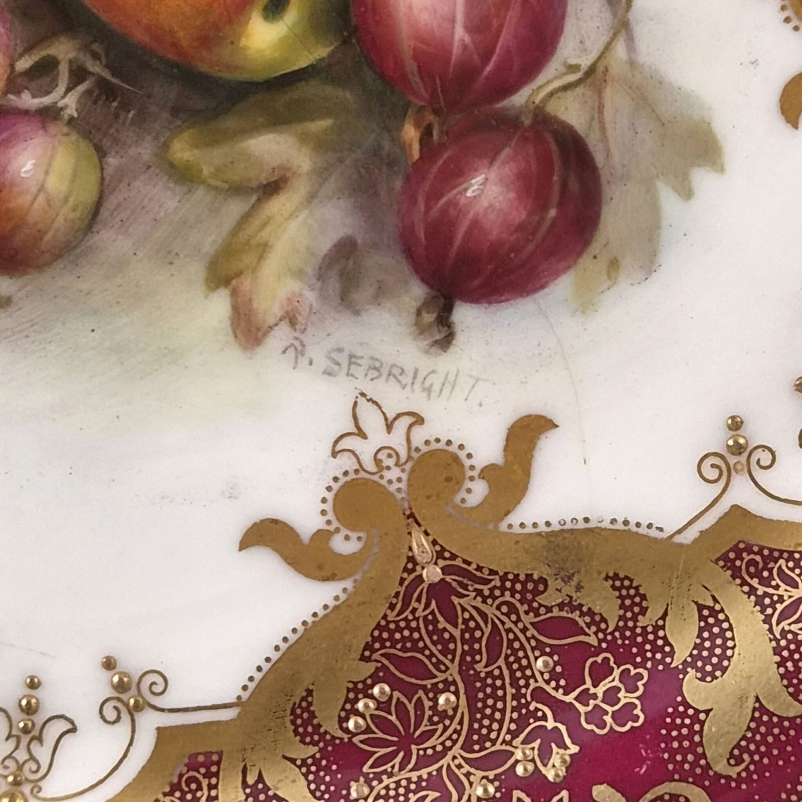 Royal Worcester Richard Sebright Painted Fruit Plate, 1918 photo for sale