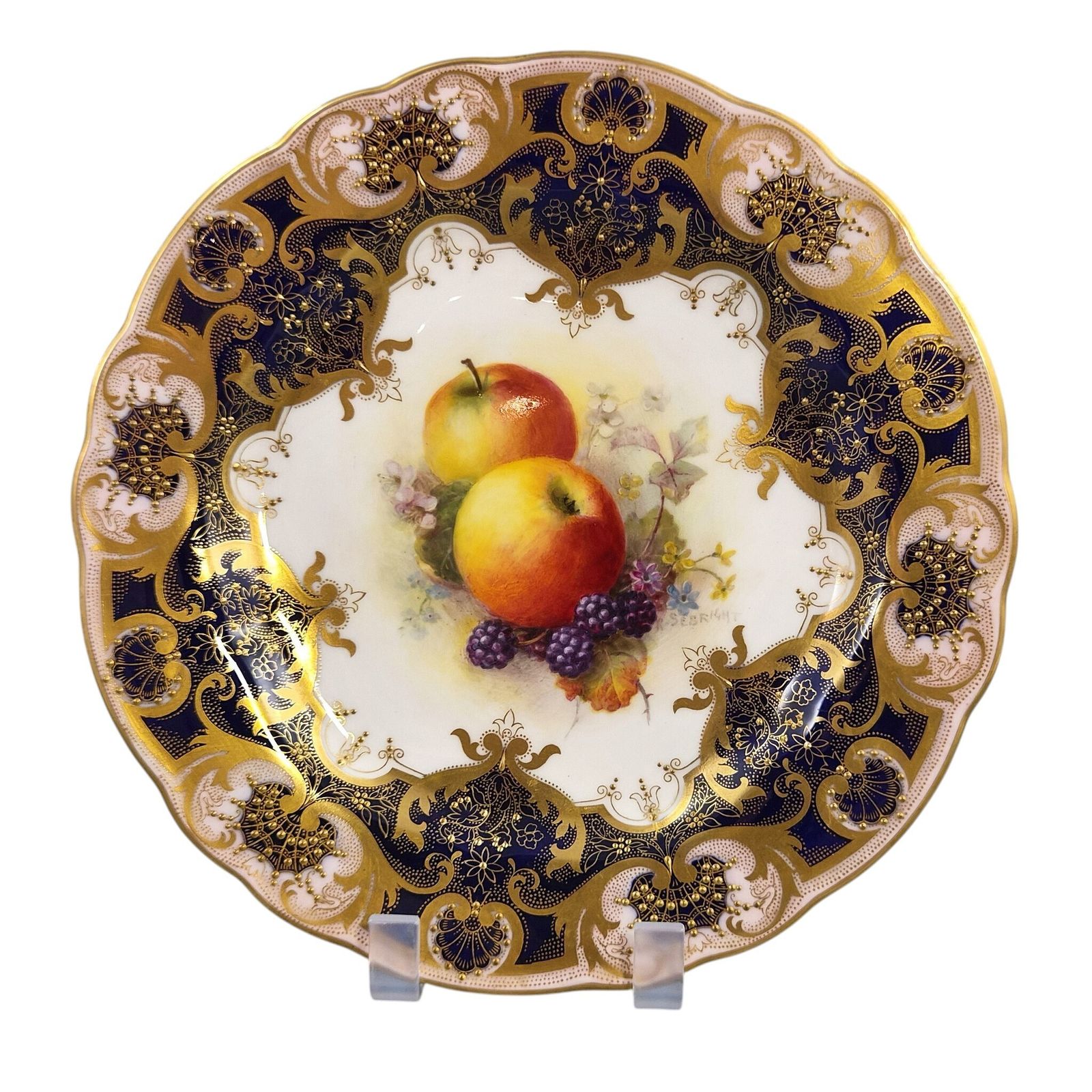 Royal Worcester Richard Sebright Gesigneerd Geschilderd Fruitbord, 1937 photo furniture