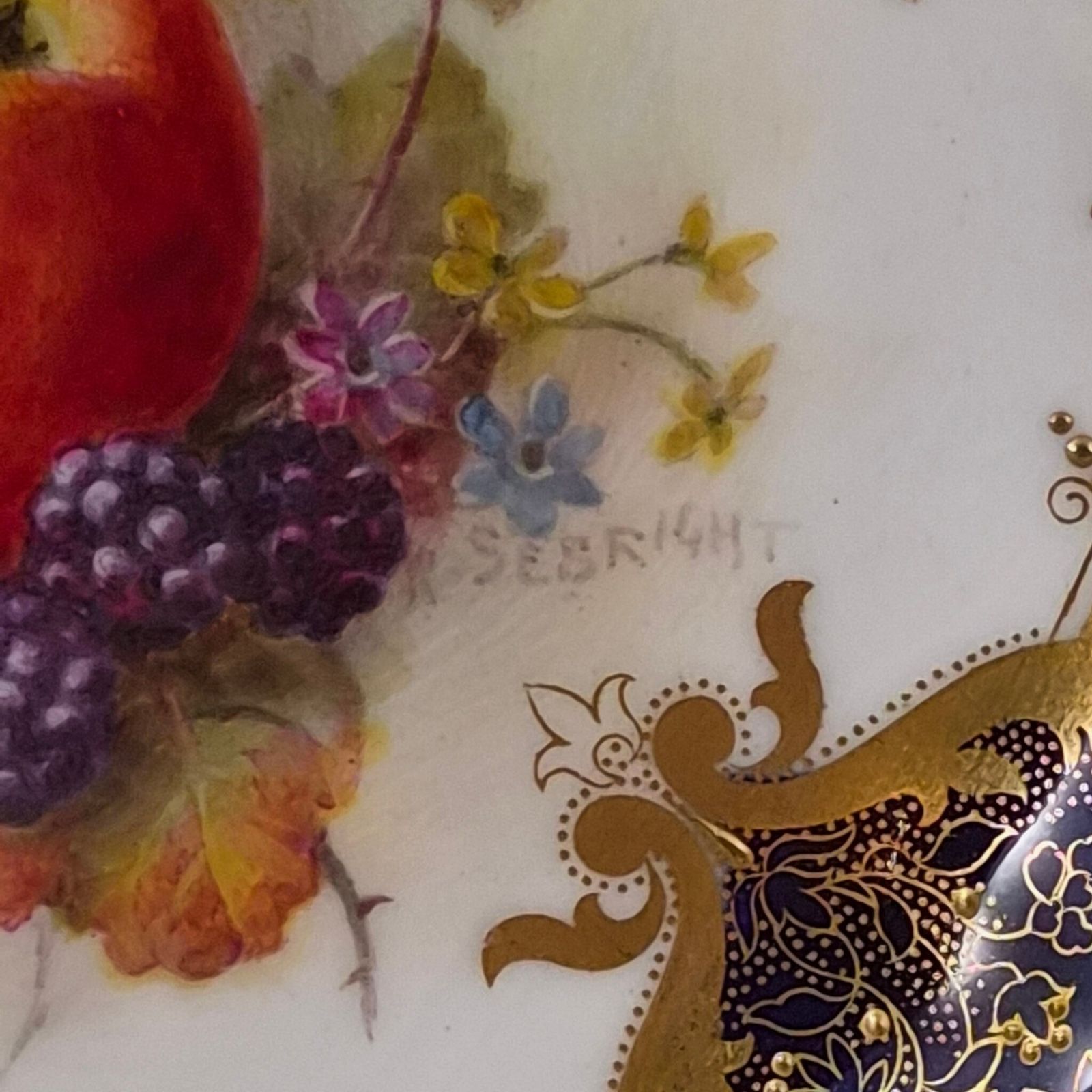 Royal Worcester Richard Sebright Gesigneerd Geschilderd Fruitbord, 1937 photo Woonaccessoires