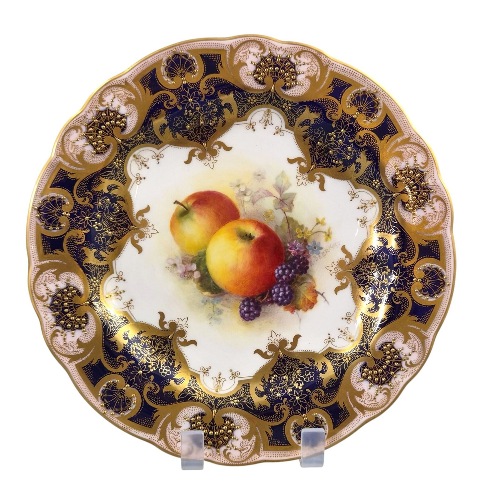 1000.0 Royal Worcester Richard Sebright Gesigneerd Geschilderd Fruitbord, 1937 photo