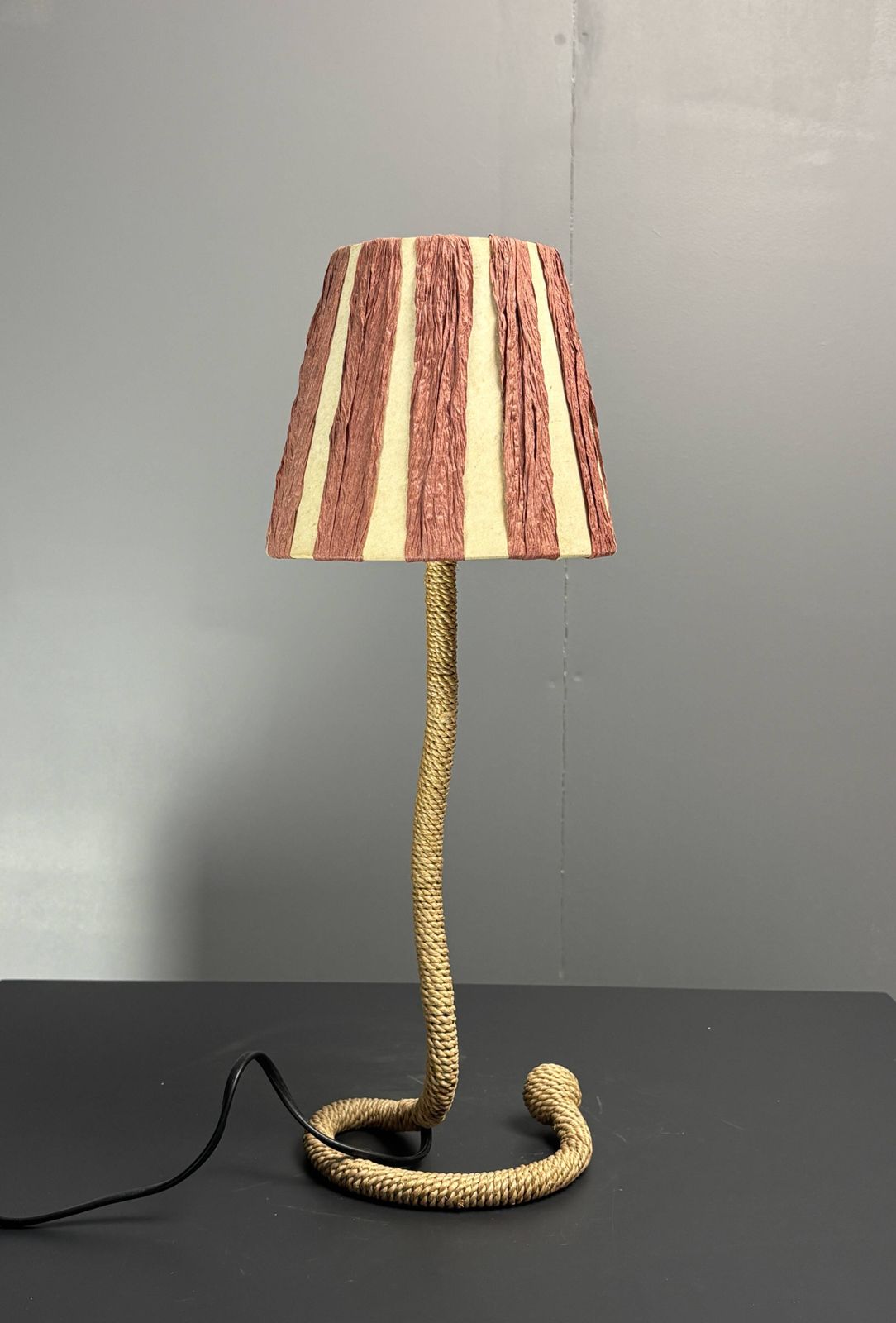 photo for sale Pair Vintage French Rope Table Lamps In The Style Of Audoux & Minet