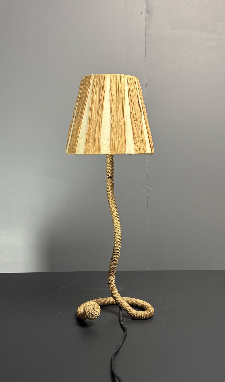 photo vinterior Pair Vintage French Rope Table Lamps In The Style Of Audoux & Minet
