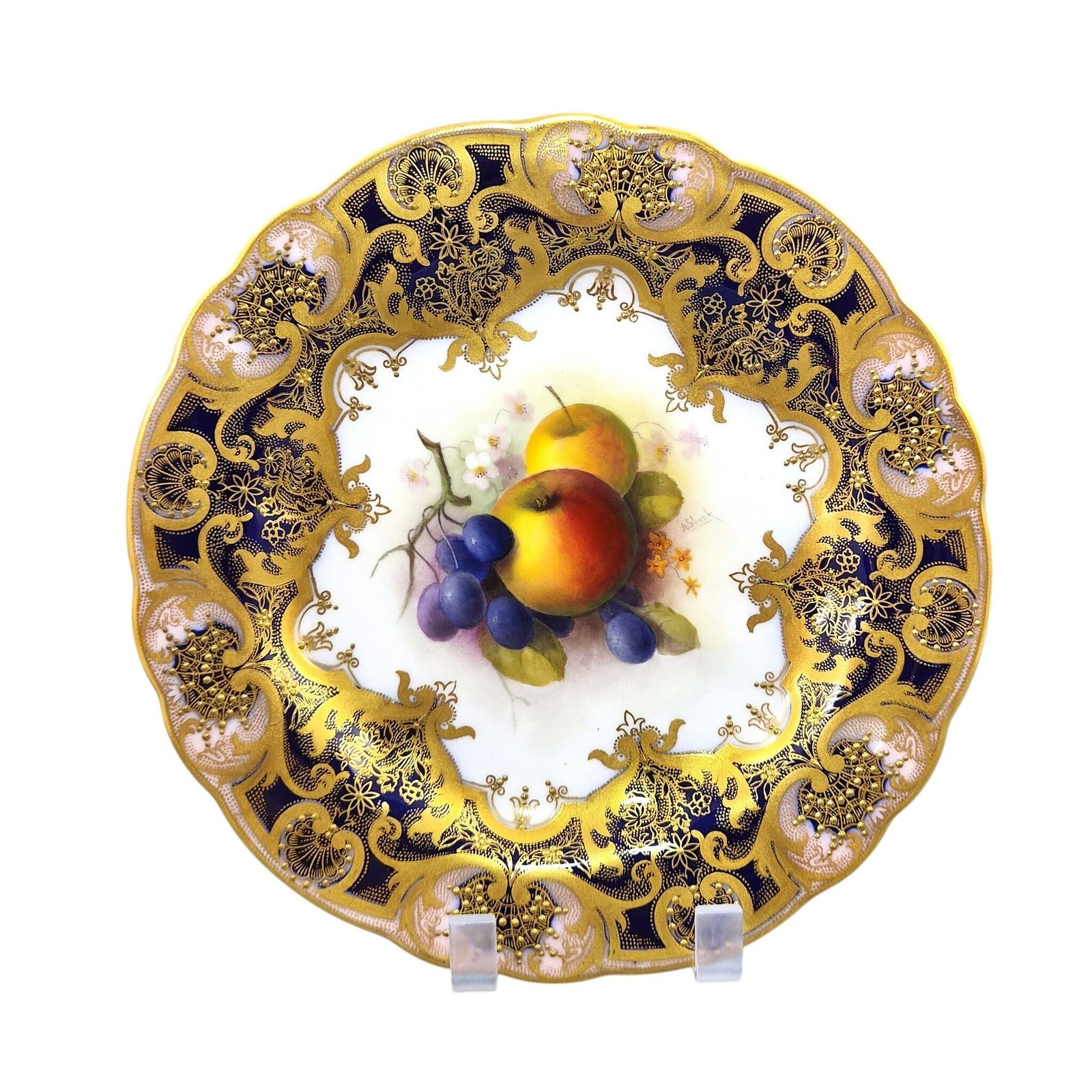 photo furniture Royal Worcester Albert Shuck Gesigneerd Handgeschilderd Fruitbord, 1918