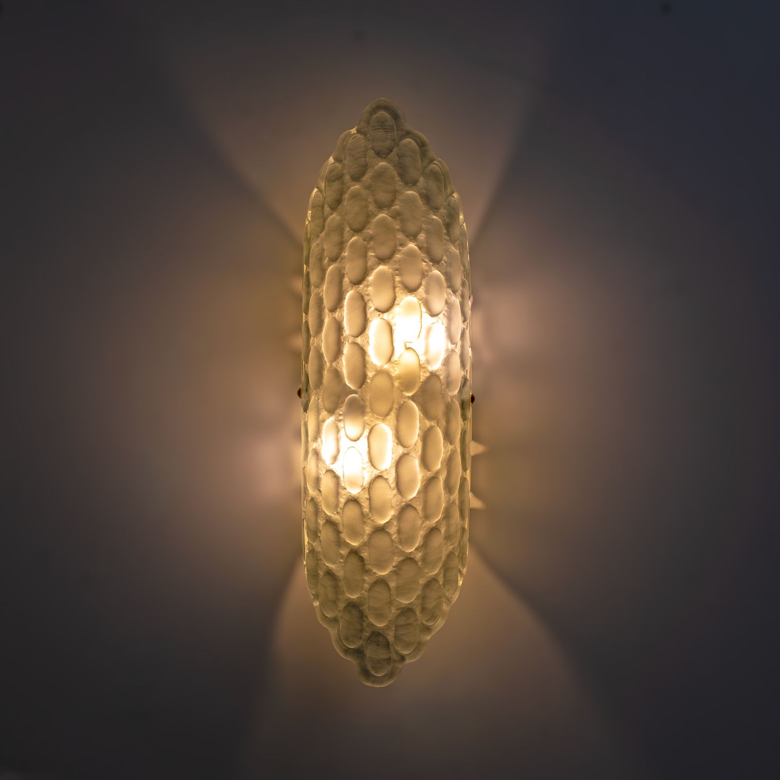 Pair Of Aqua Green Murano Glass Wall Sconces With Textured Relief photo vintage